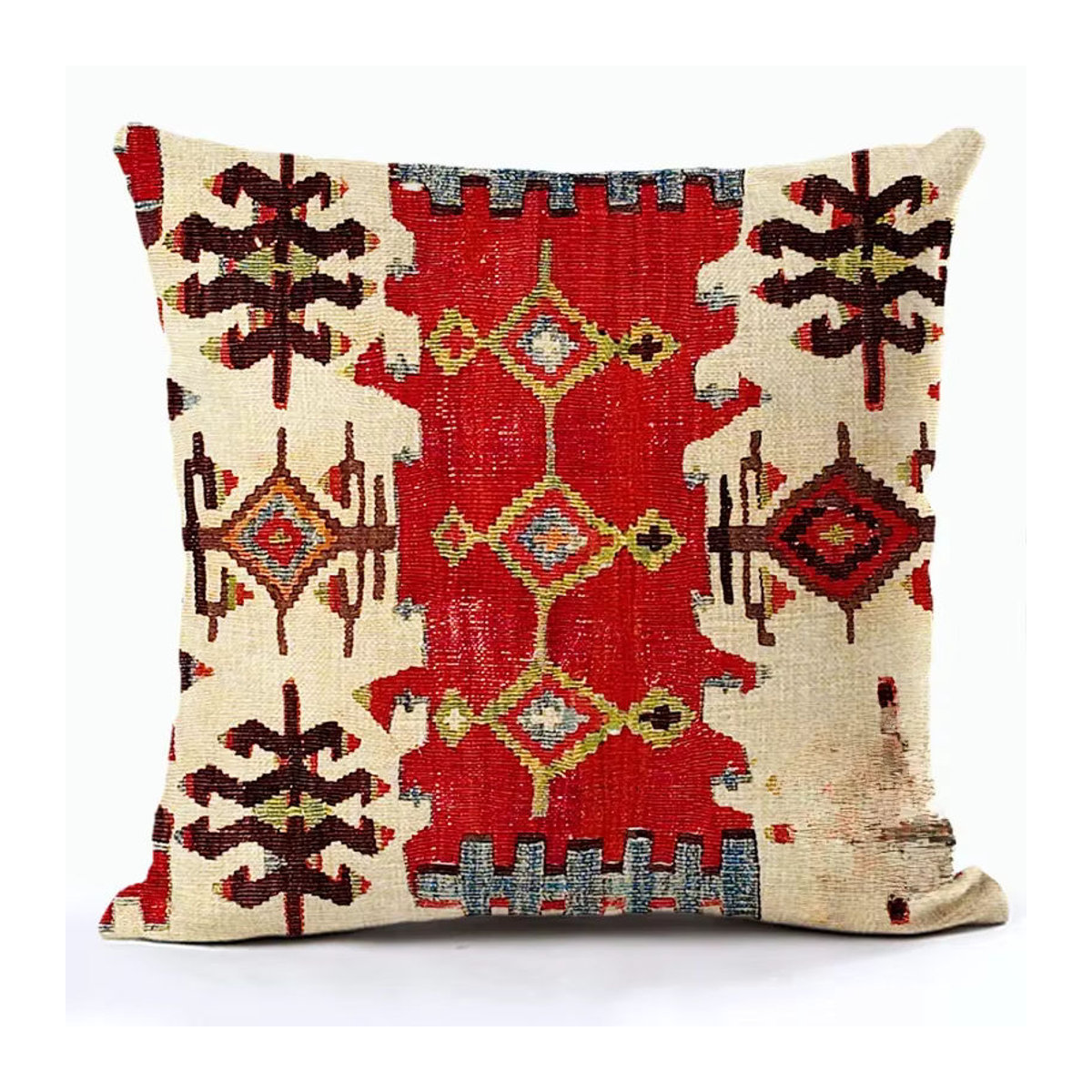 Quadratischer Leinen Kissenbezug im böhmischen Türkischen Design für dein Sofa oder als Taillenkissen - Bild 2