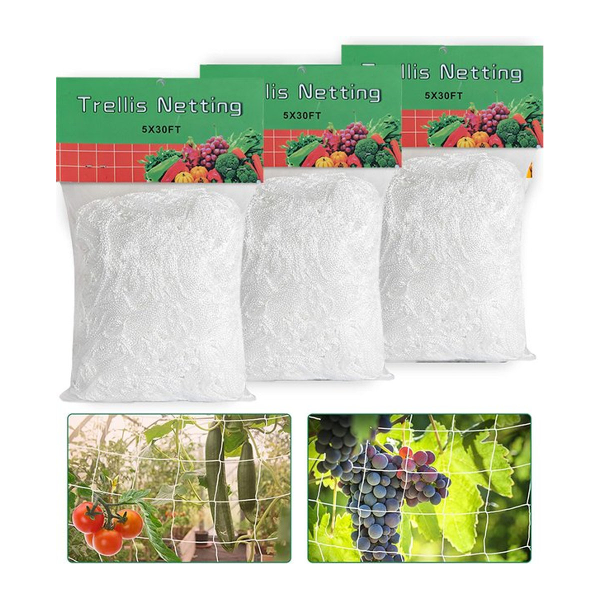 Quadratisches Gartennetz als Klettergitter für Pflanzen, Obst, Gemüse und Reben im Außenbereich - Bild 1