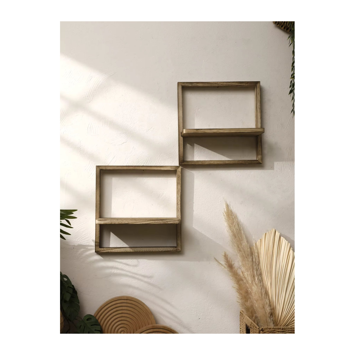 Quadratisches Holz-Ausstellungsregal in Braun im Bohemian-Stil, wandmontiert, B/T/H: 20 x 20 x 20 cm - Bild 3