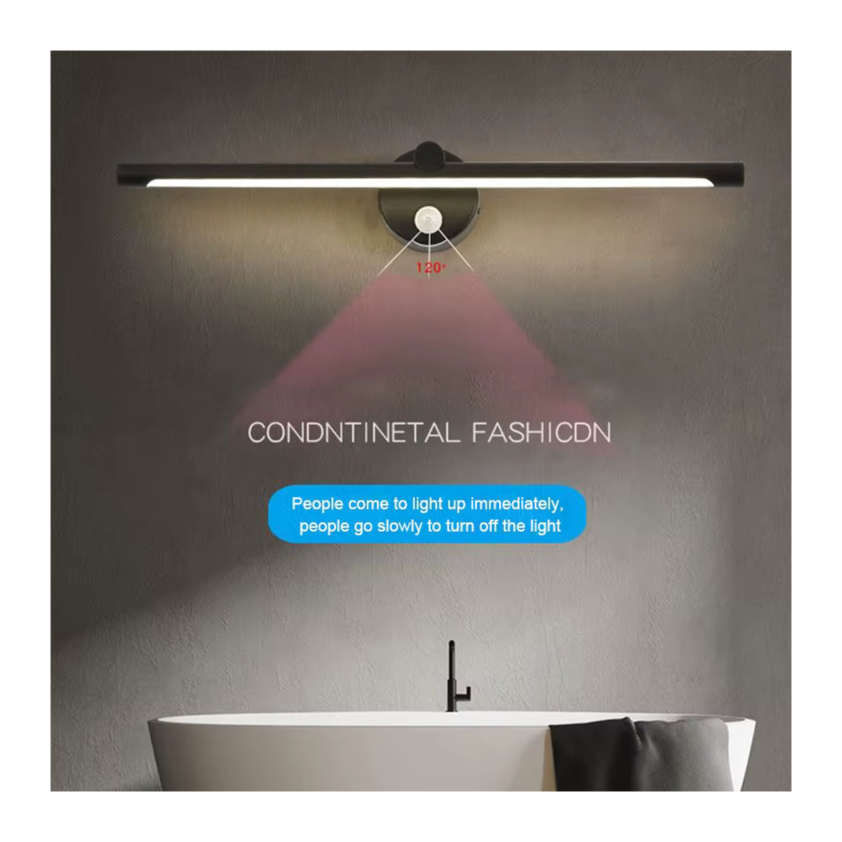 QUASHION LED Spiegelleuchte in Schwarz mit Touch-Dimmung und Bewegungsmelder für das Badezimmer - Bild 3