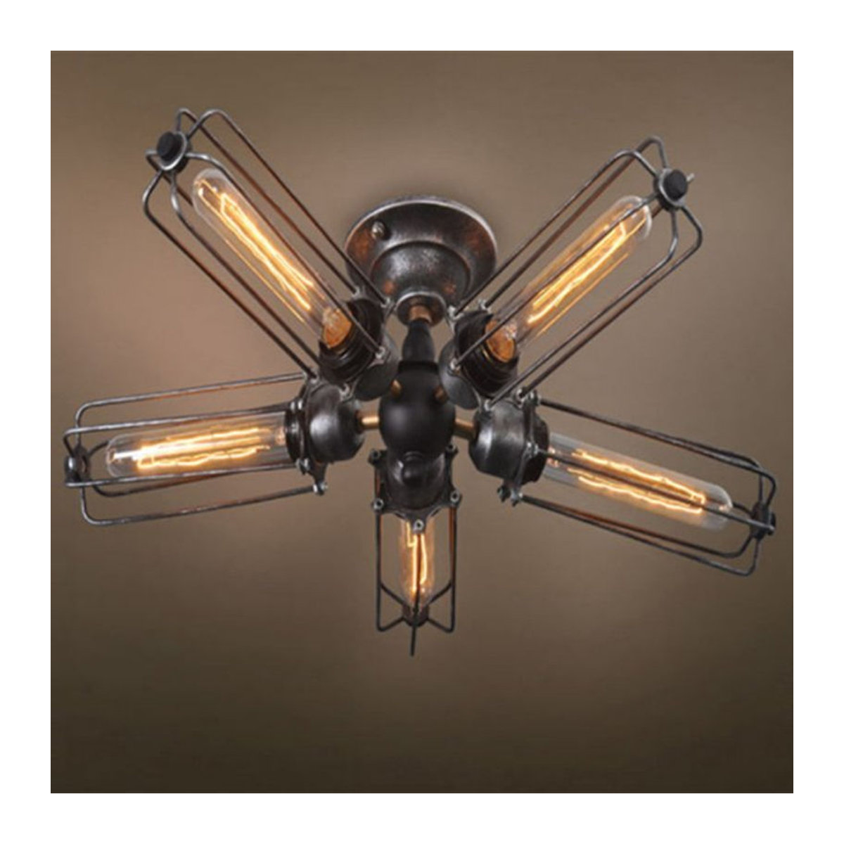 Queen Lifedecor Industrielle Deckenleuchte im Vintage Steampunk Design aus Metall in Schwarz - Bild 1