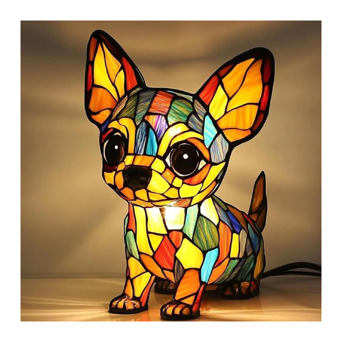 QuillQuest LED Nachtlicht Ornament aus Kunstharz in Bunt mit Tierfiguren - Bild 3
