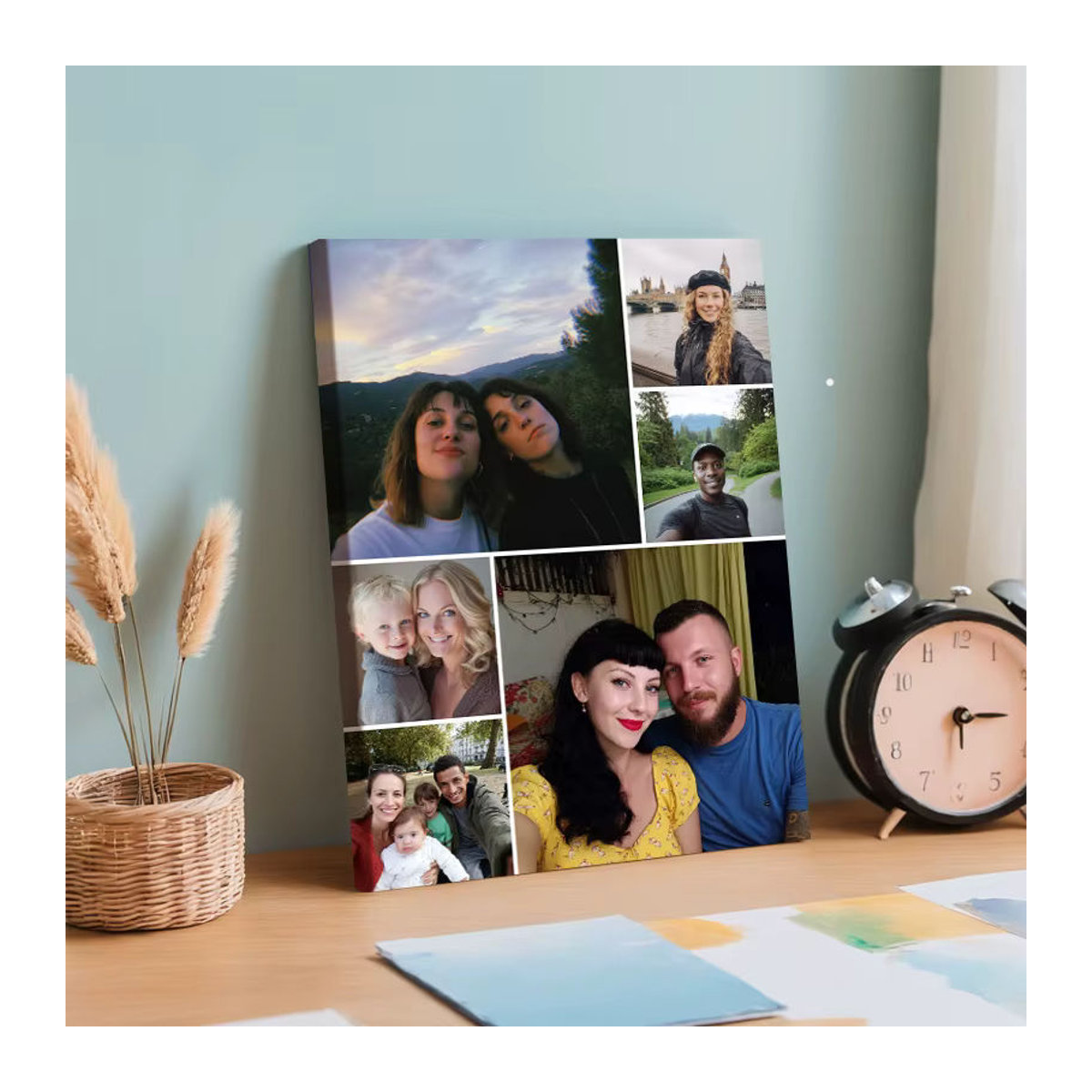Quizou All-in-One Collage Leinwandposter für Fotos, rahmenloses Wandbild für Familie und Paare, mehrfarbig - Bild 2