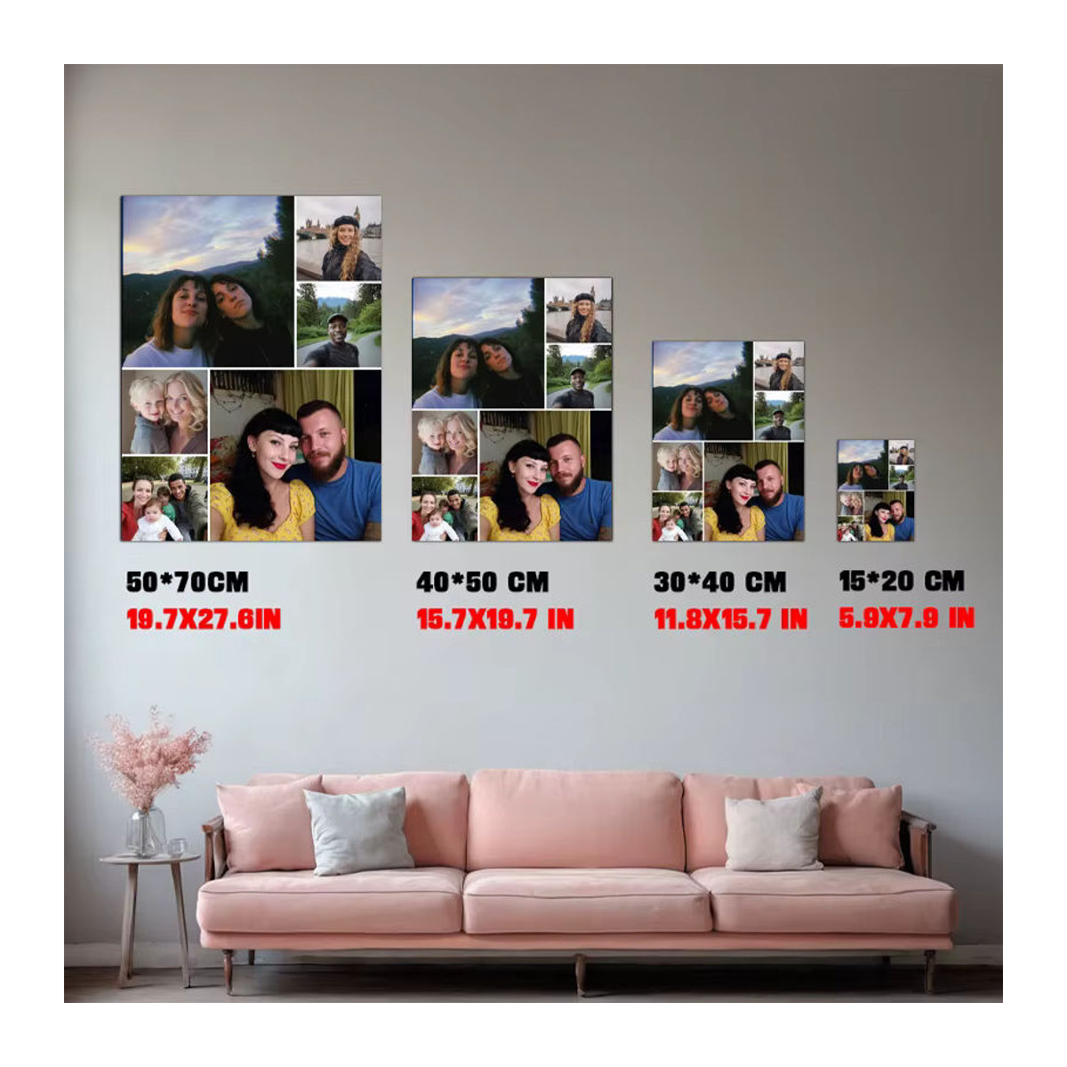 Quizou All-in-One Collage Leinwandposter für Fotos, rahmenloses Wandbild für Familie und Paare, mehrfarbig - Bild 3