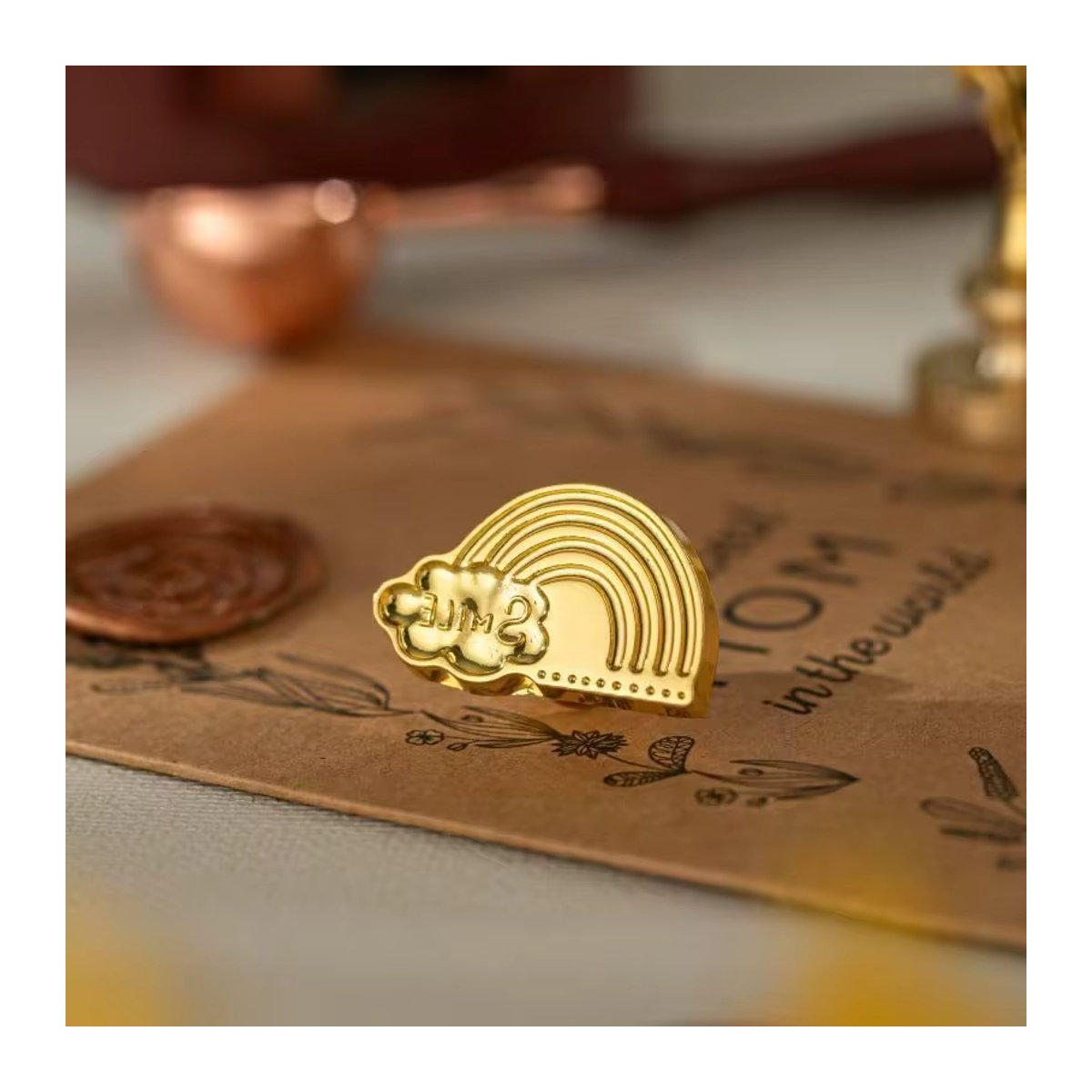 QUOOOP Wachssiegelstempel Kopf in Gold im Vintage-Design für Karten, Umschläge und Scrapbooking - Bild 2