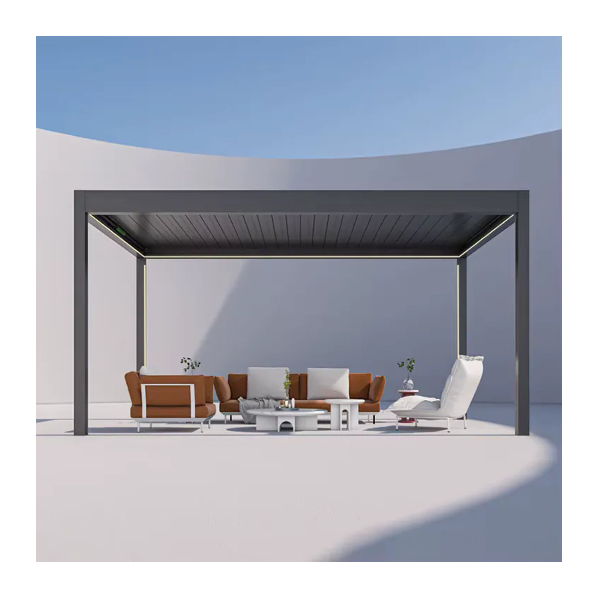 QWC Bioklimatische Aluminium-Pergola mit motorisiertem Lamellendach und ferngesteuertem Wasserdichtem Outdoor-Sonnenschutz - Bild 2