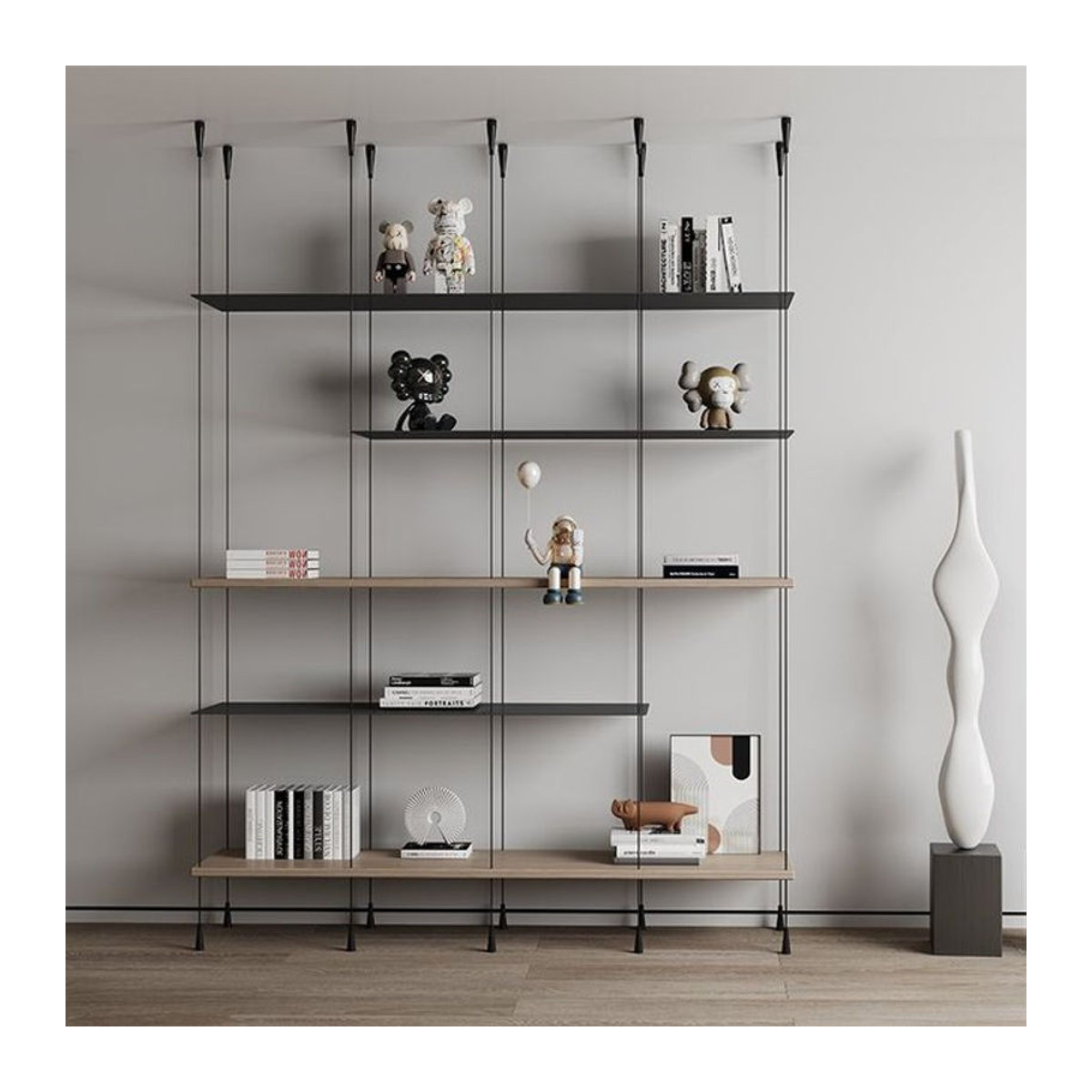 QWC Bücherregal mit Metallrahmen im zeitgenössischen Design für Büro, Schlafzimmer oder Hotel - Bild 1