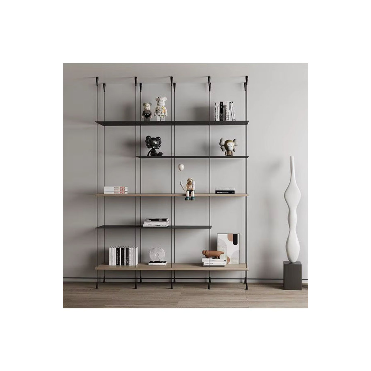 QWC Bücherregal mit Metallrahmen im zeitgenössischen Design für Büro, Schlafzimmer oder Hotel - Bild 2