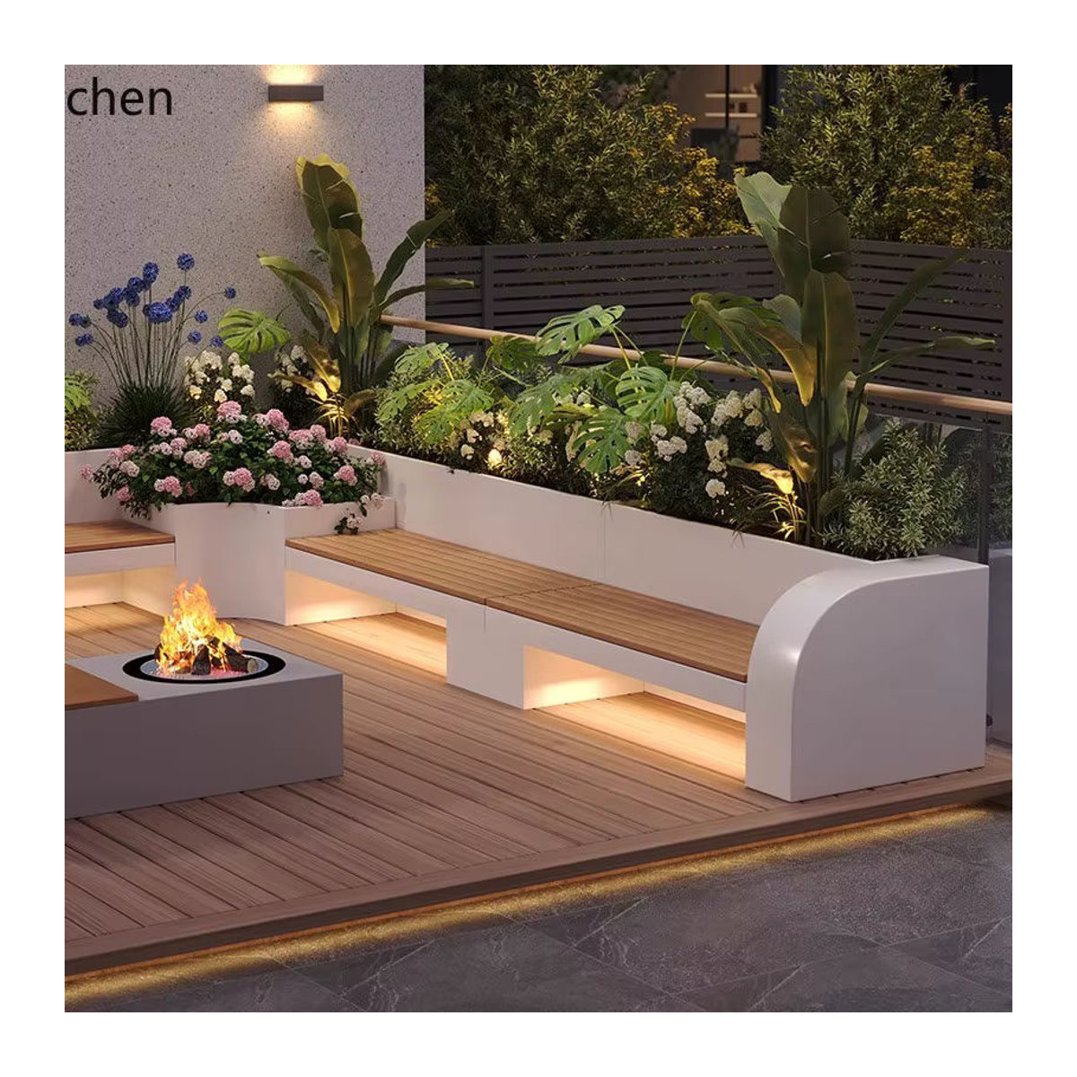 QZT Blumenkasten- und Hocker-Set aus Edelstahl für Terrasse und Garten - Bild 2