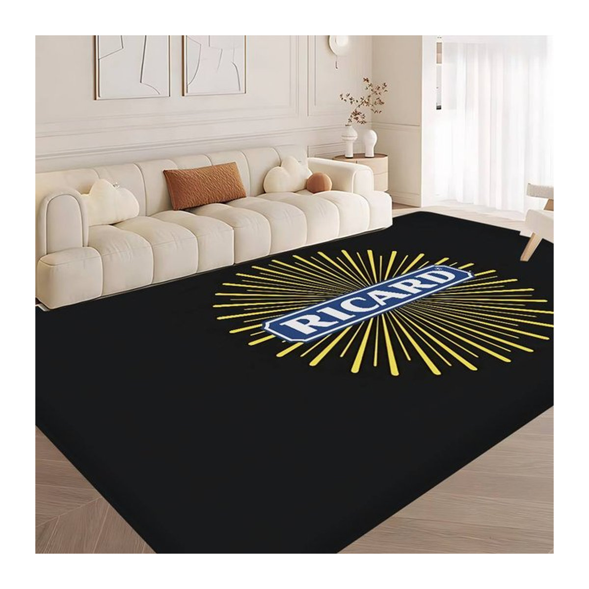 R-RicardS Fußmatte im Retro-Stil mit Logo, schwarz, rutschfester Teppich für Wohnzimmer und Küche - Bild 1