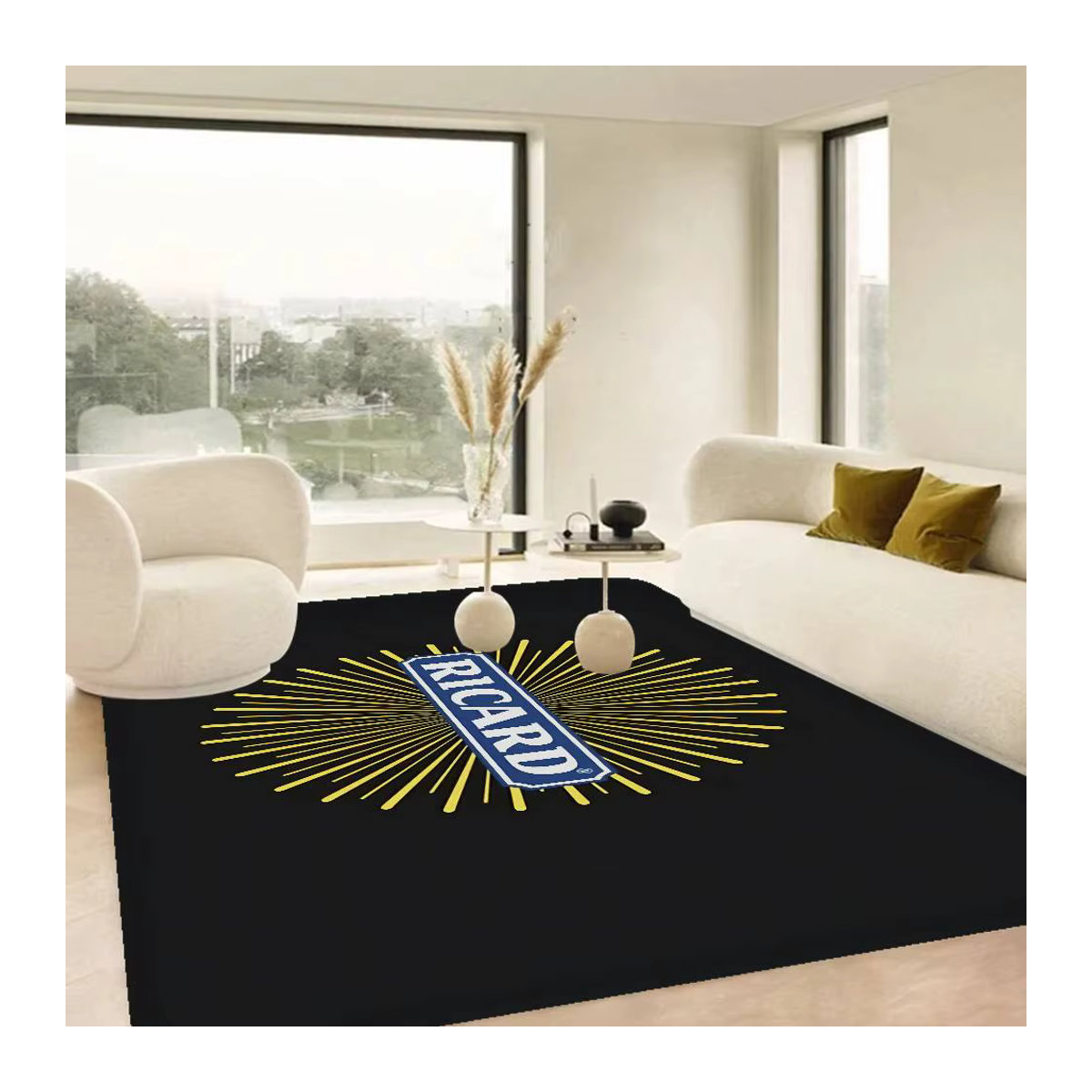 R-RicardS Fußmatte im Retro-Stil mit Logo, schwarz, rutschfester Teppich für Wohnzimmer und Küche - Bild 2