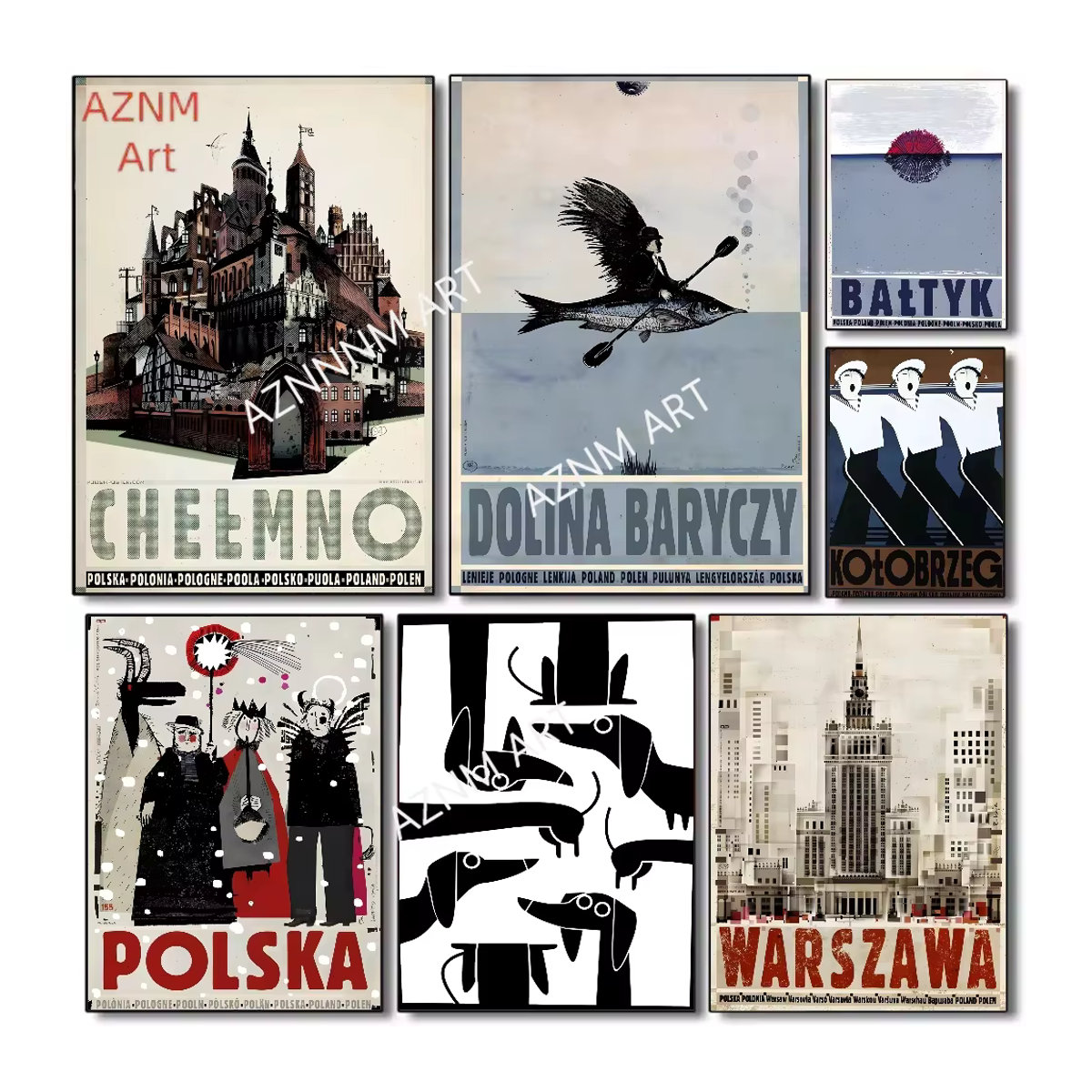 R-Ryszard Kaja Artworks Polnisches Poster in Vintage-Optik, mehrfarbige Wanddekoration aus Papier für dein Zuhause - Bild 3
