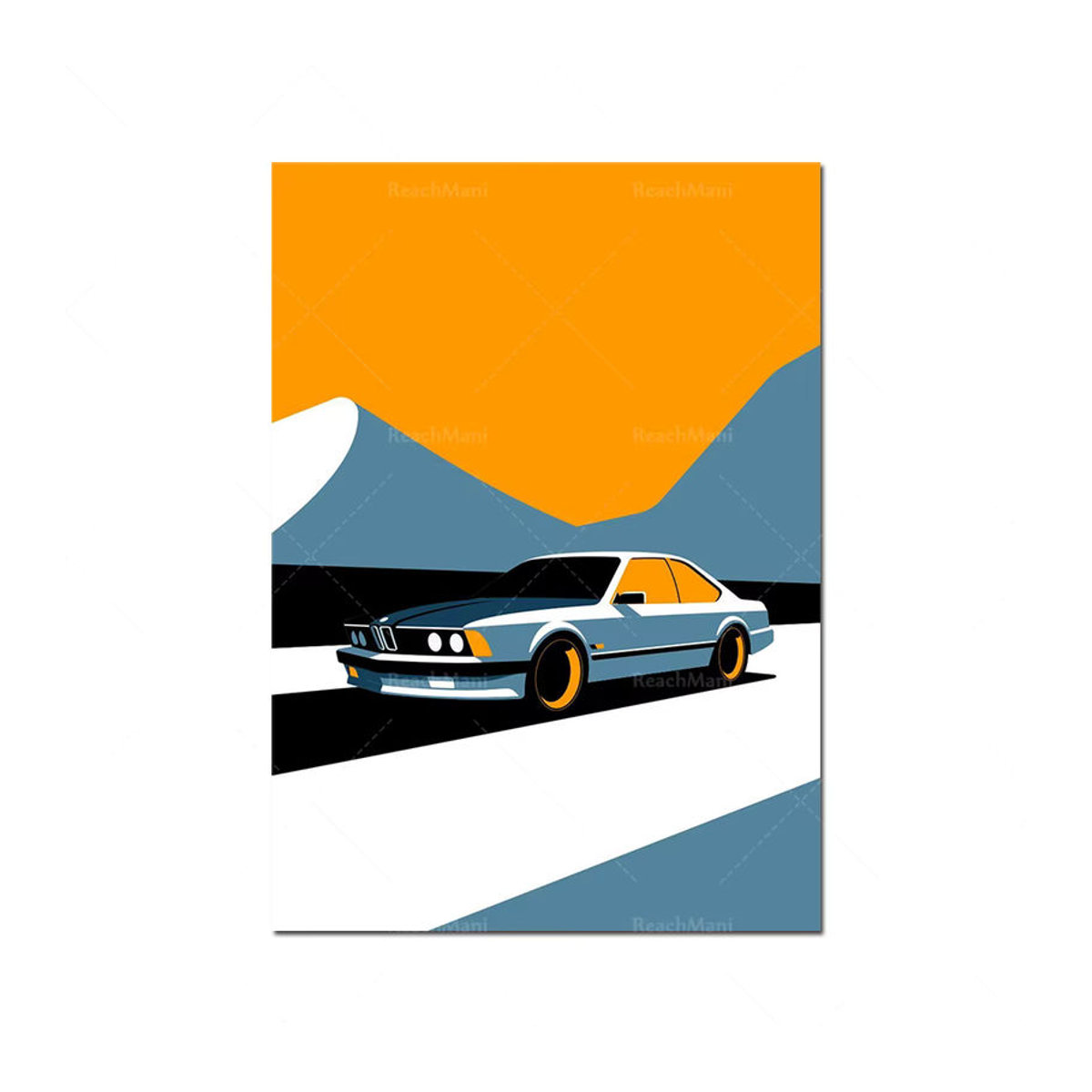 Rahmenloser HD-Kunstdruck Leinwandgemälde Klassisches 911 Auto Motiv in Hochformat, Mehrfarbig - Bild 2