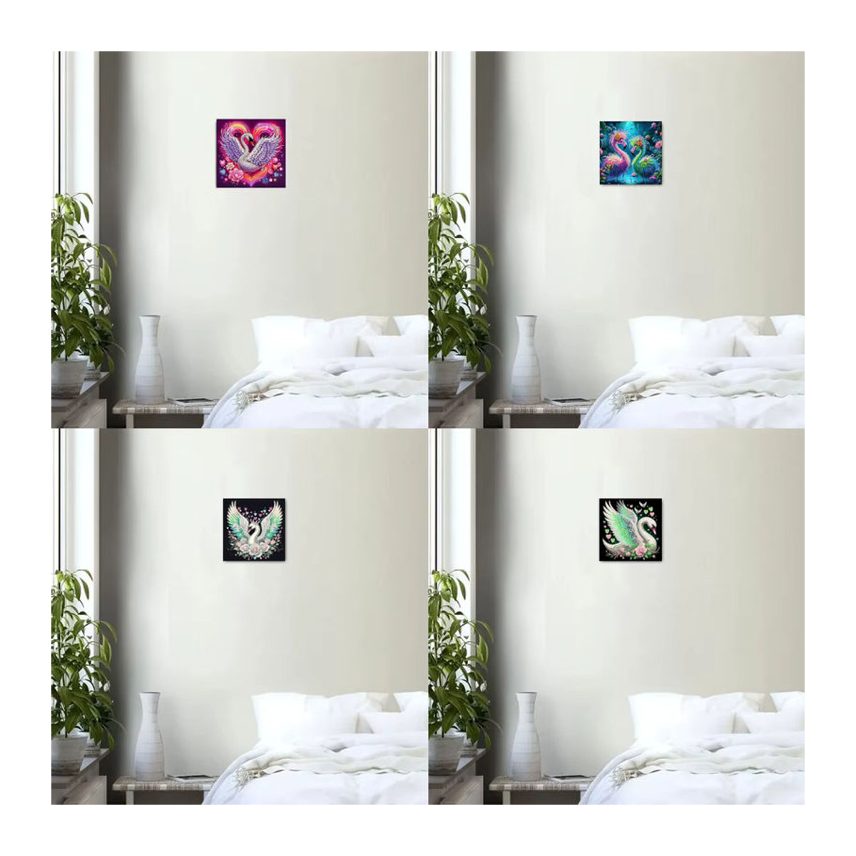 Rahmenloses Diamant-Malset mit Schwanenmuster zum Selbermachen, unregelmäßiges Diamond Painting Set in Mehrfarbig für die Wanddekoration - Bild 2