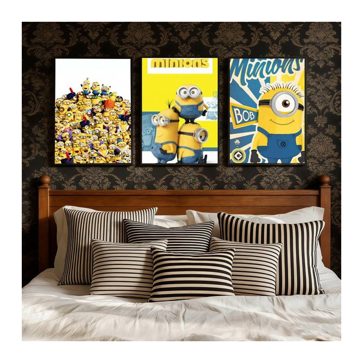 Rahmenloses Leinwandgemälde Minions Cartoon-Poster als selbstklebende Wanddekoration für Kinderzimmer und Wohnzimmer, mehrfarbig, Hochformat - Bild 1