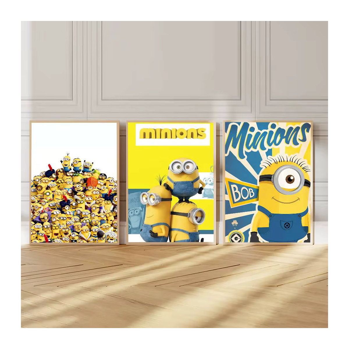 Rahmenloses Leinwandgemälde Minions Cartoon-Poster als selbstklebende Wanddekoration für Kinderzimmer und Wohnzimmer, mehrfarbig, Hochformat - Bild 2