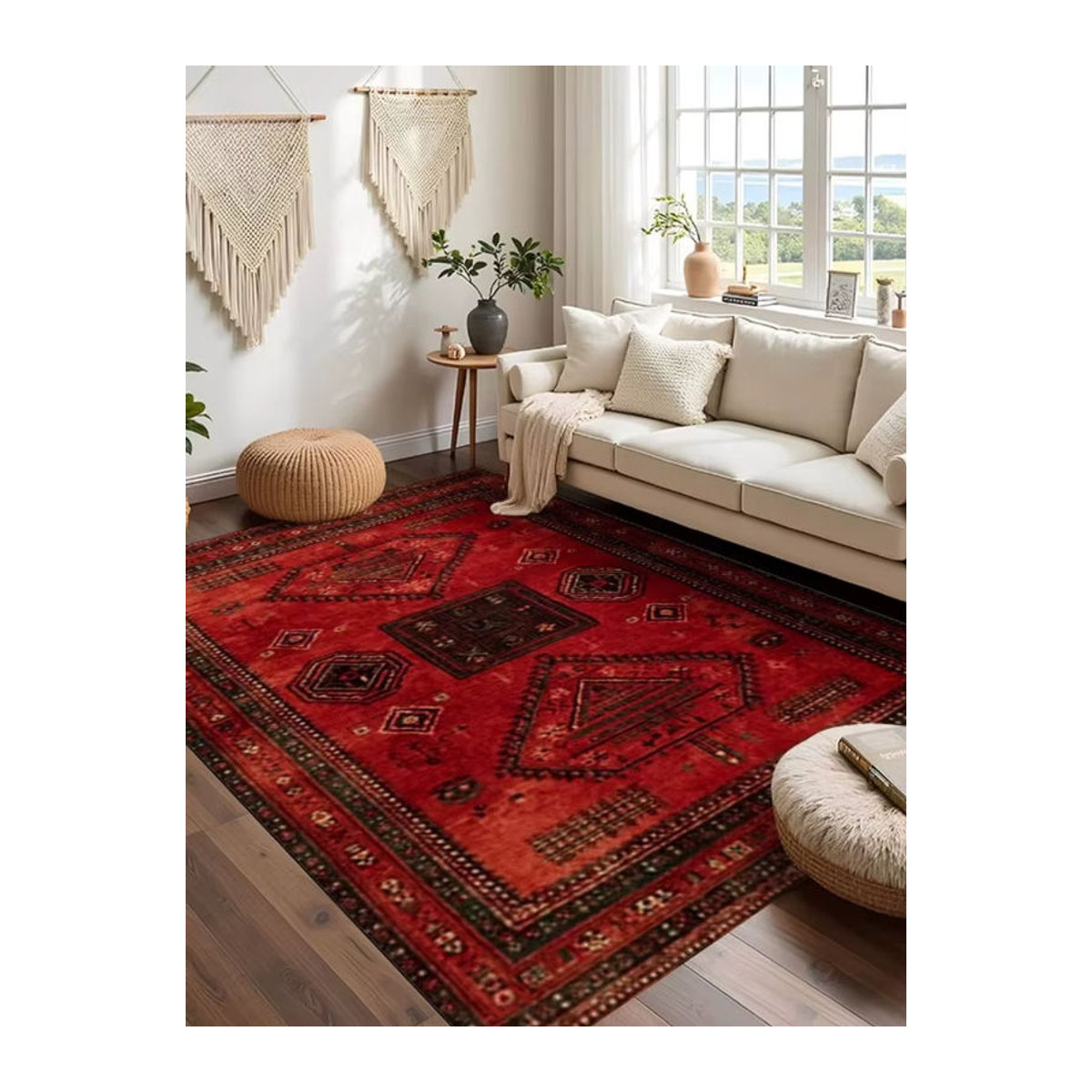 RAKKS Retro Perserteppich in Rot, rutschfester türkischer Teppich für Wohnzimmer und Schlafzimmer - Bild 7