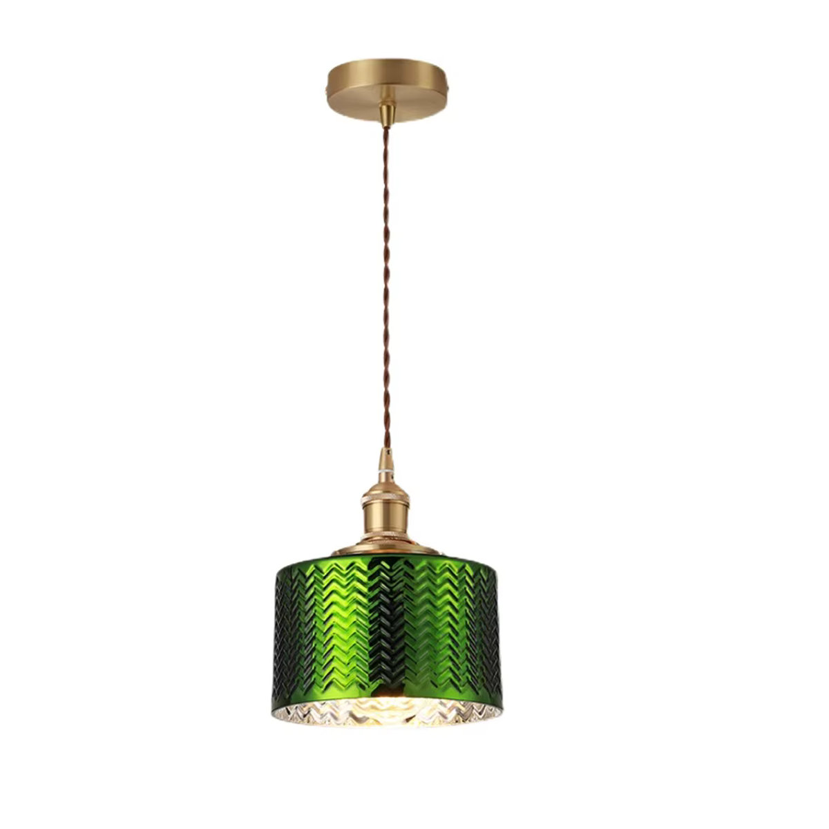 Ramalho LED Pendelleuchte im japanischen minimalistischen Design aus Glas und Messing in Grün - Bild 2