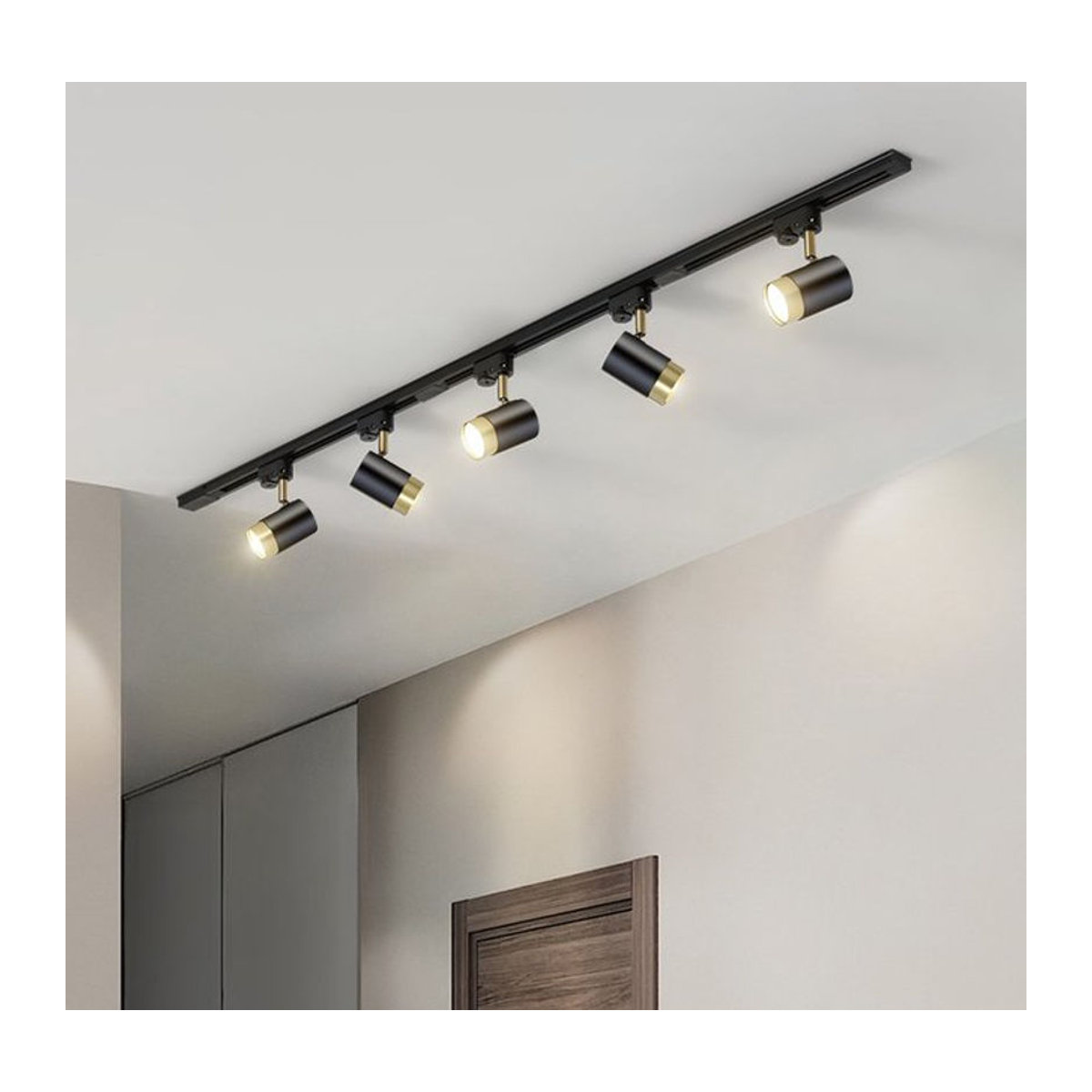 Ramalho LED Schienensystem Schwarz Modern mit GU10 Multi-Winkel verstellbaren Deckenleuchten - Bild 1