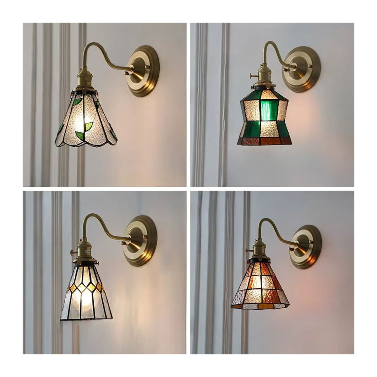 Ramalho LED Wandleuchte im Vintage-Design aus Messing und Glas in Grün - Bild 3