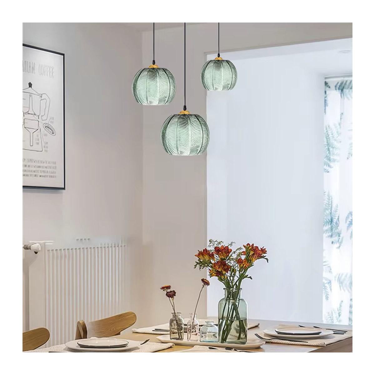 Ramalho Moderne Japanische LED Pendelleuchte aus Glas in Blau - Bild 2