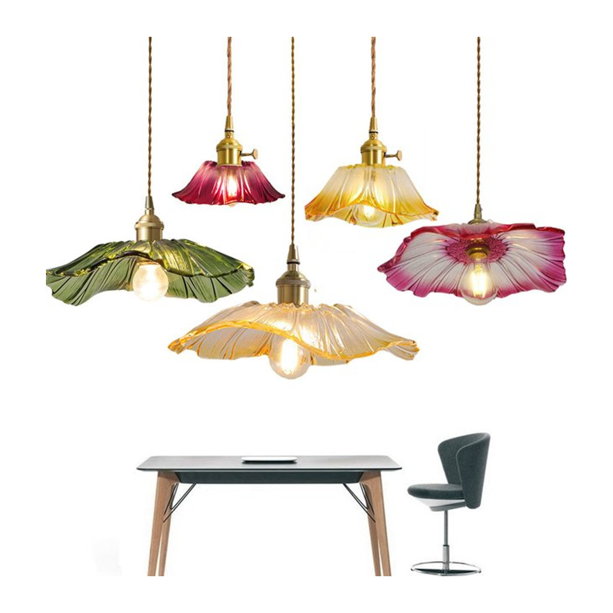 Ramalho Pendelleuchte aus buntem Glas im Retro-Design - Bild 1