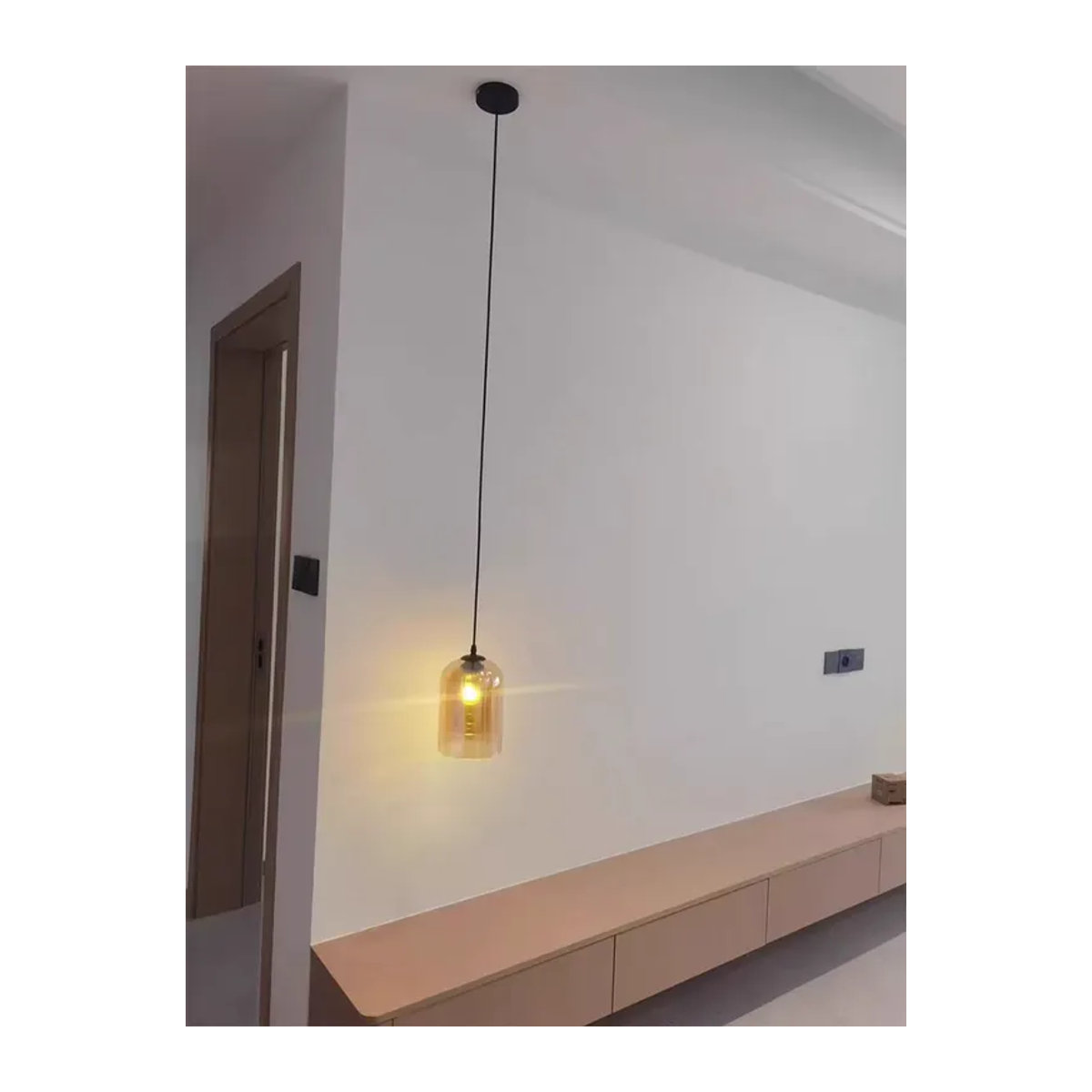 Ramalho Pendelleuchte aus Glas in Schwarz im Retro-Design für Esszimmer, Flur und Küche - Bild 4