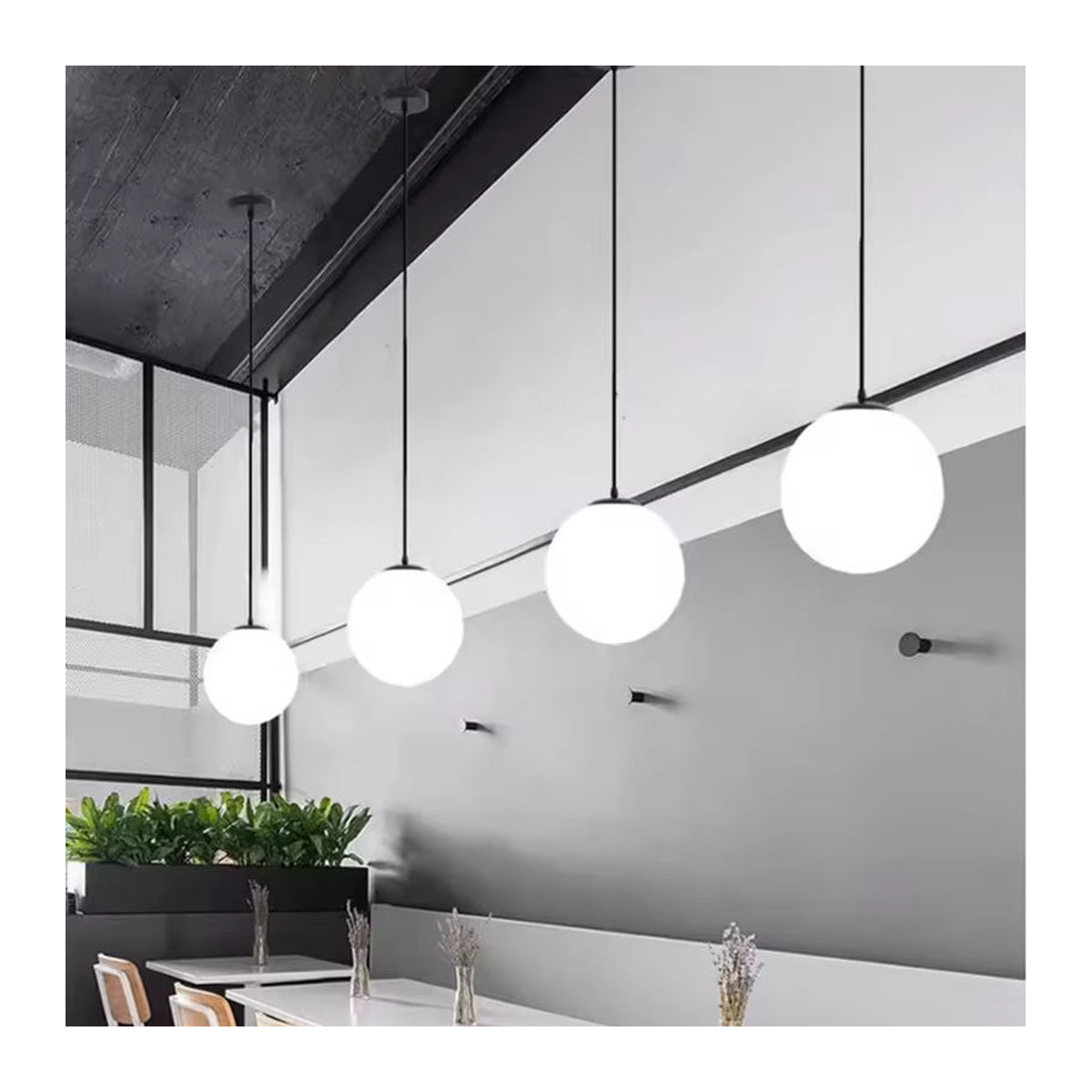 Ramalho Pendelleuchte Globus aus Glas in Weiß minimalistisches Design für Esszimmer und Wohnzimmer - Bild 5