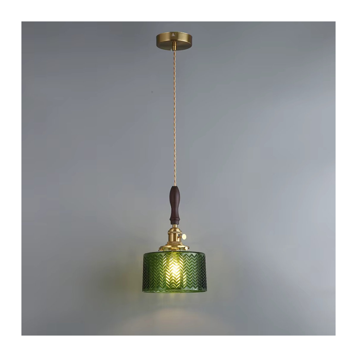 Ramalho Retro Glas Kronleuchter mit grünen Streifen und E27 Fassung als Hängelampe für Esszimmer, Küche oder Café - Bild 4