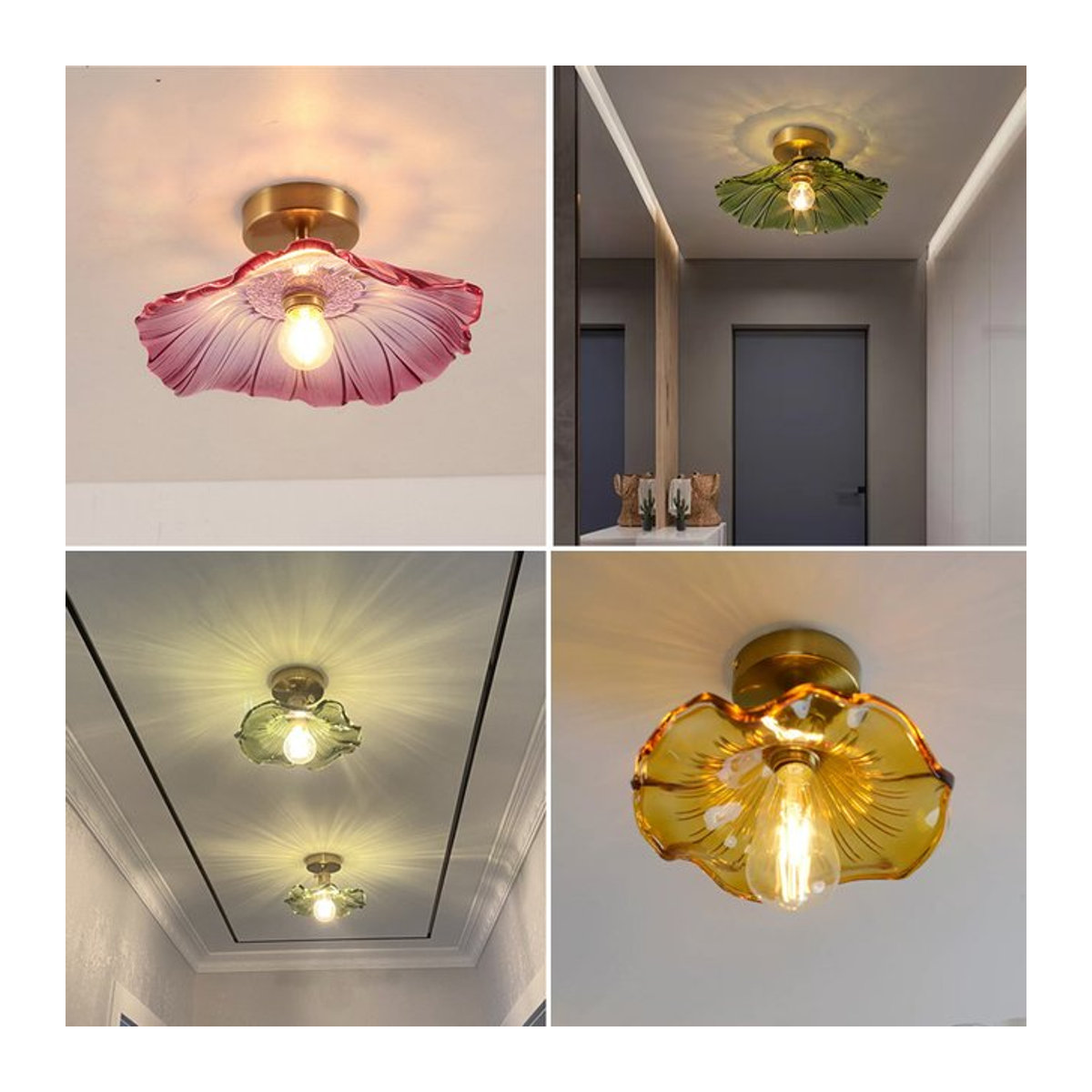 Ramalho Retro LED Deckenleuchte aus Glas in Grün und Weiß für Schlafzimmer, Wohnzimmer und Küche - Bild 1