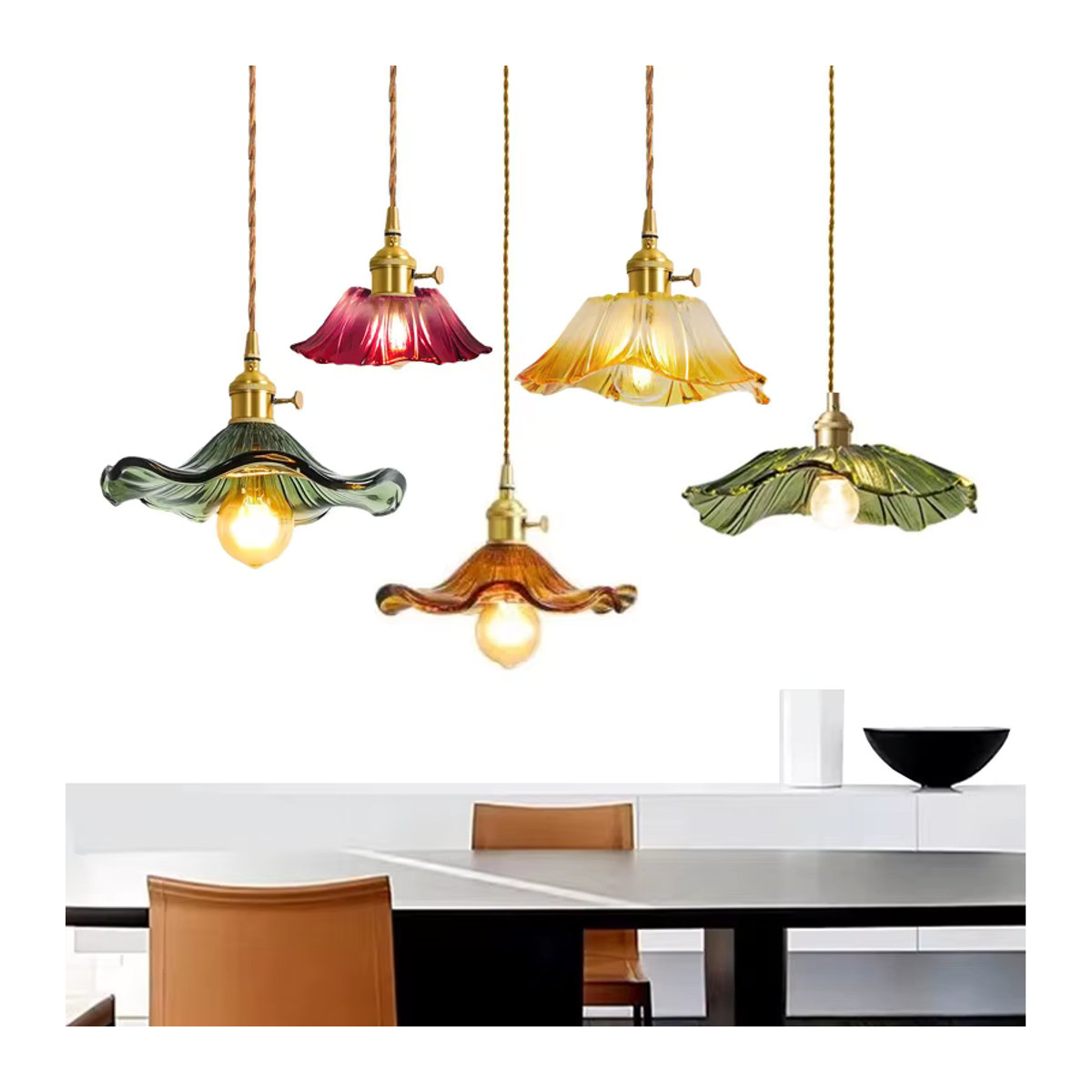 Ramalho Retro LED Deckenleuchte aus Glas in Grün und Weiß für Schlafzimmer, Wohnzimmer und Küche - Bild 2