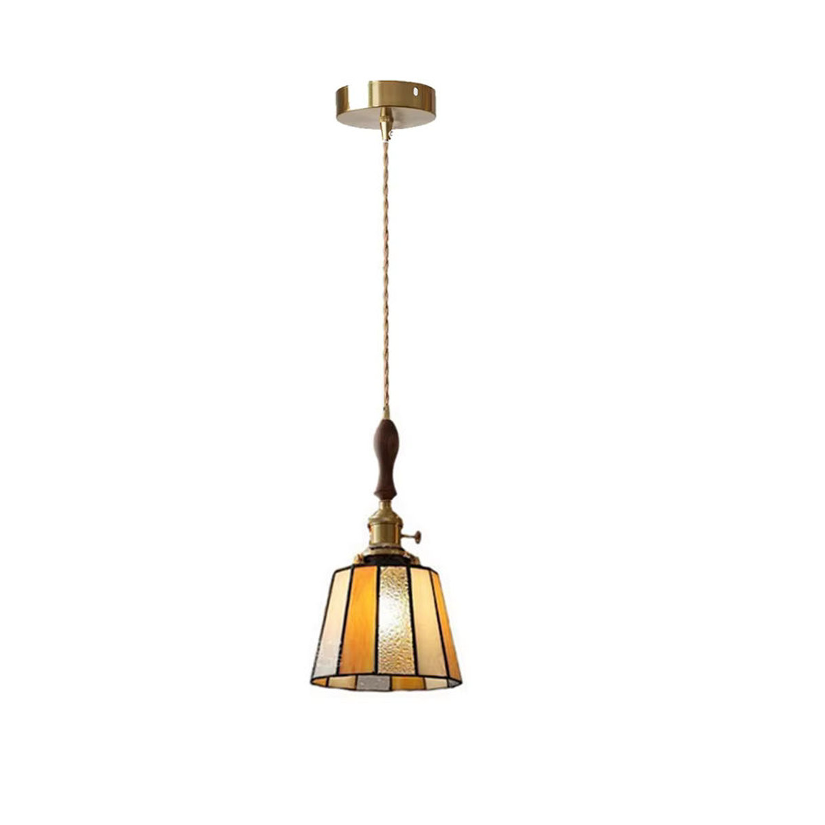 Ramalho Retro Tiffany Pendelleuchte aus Messing in Bunt mit LED-Technik - Bild 4