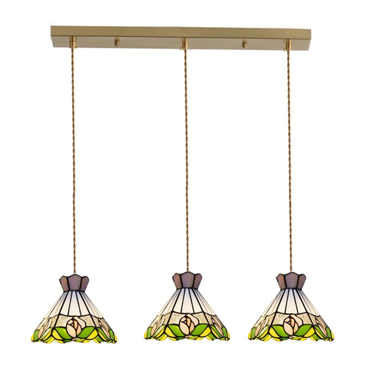 Ramalho Tiffany LED Pendelleuchte aus Glas in Kupfer und Bunt im Retro Bohemian Stil - Bild 1