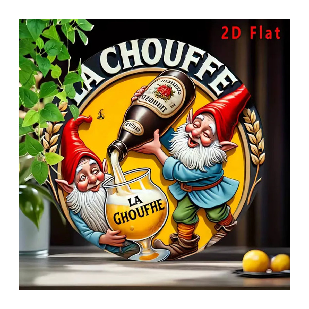 Raschuf Beer Vintage Metall-Blechschild, quadratische Wanddekoration mit Tier-Motiv, mehrfarbig, B/H: 20,32 x 20,32 cm - Bild 3
