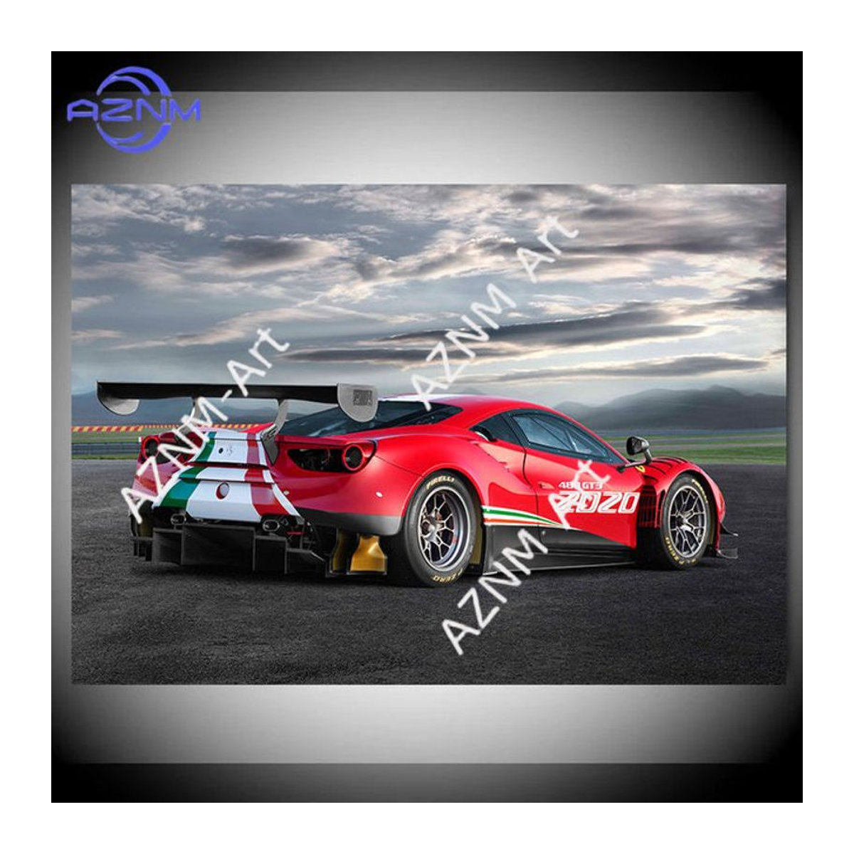 Rastar Ferrari 488 GT3 EVO Leinwandbild Rot Moderne Wandkunst als Foto im Querformat für deine Wohnzimmerdekoration (Rahmenlos) - Bild 1