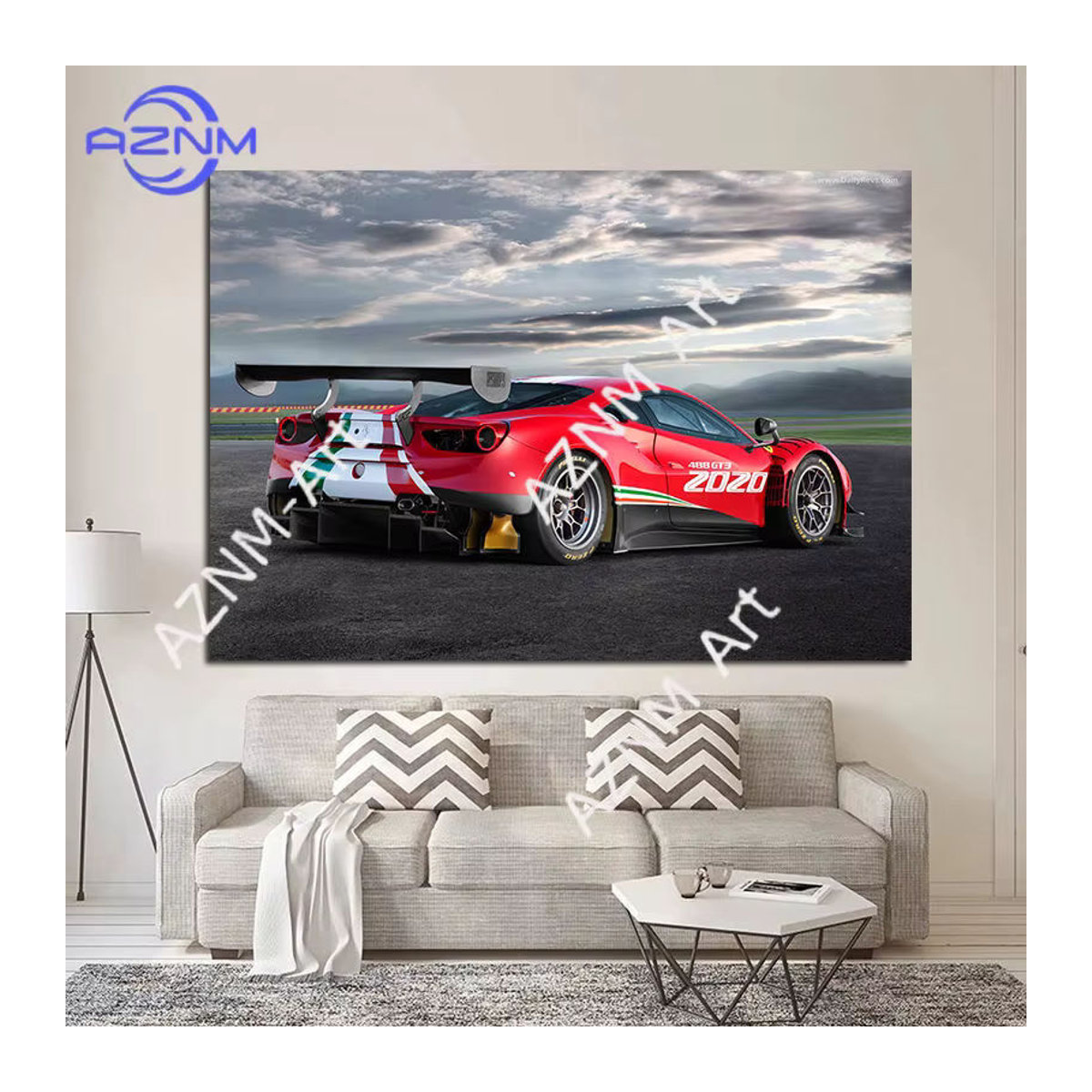 Rastar Ferrari 488 GT3 EVO Leinwandbild Rot Moderne Wandkunst als Foto im Querformat für deine Wohnzimmerdekoration (Rahmenlos) - Bild 2