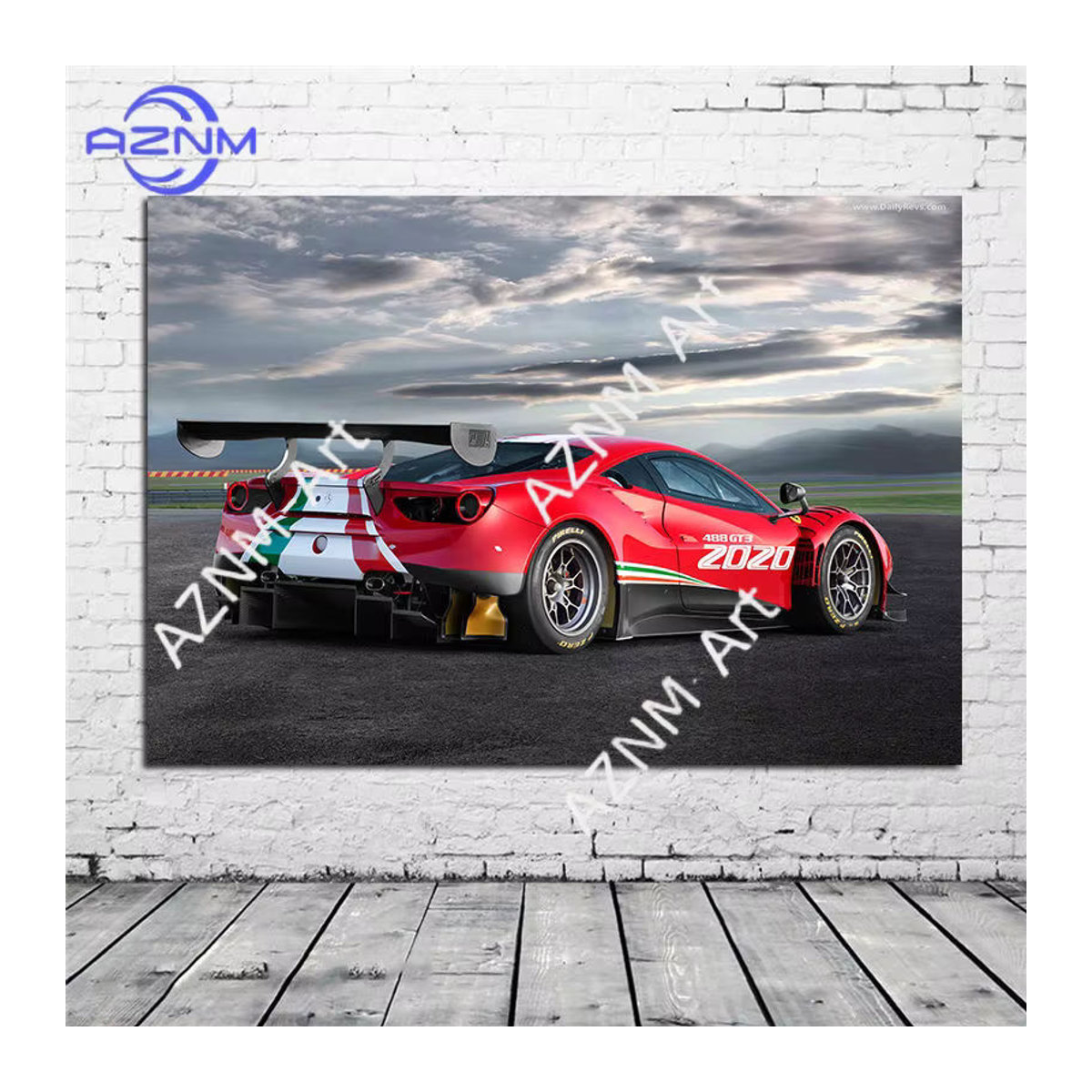 Rastar Ferrari 488 GT3 EVO Leinwandbild Rot Moderne Wandkunst als Foto im Querformat für deine Wohnzimmerdekoration (Rahmenlos) - Bild 3