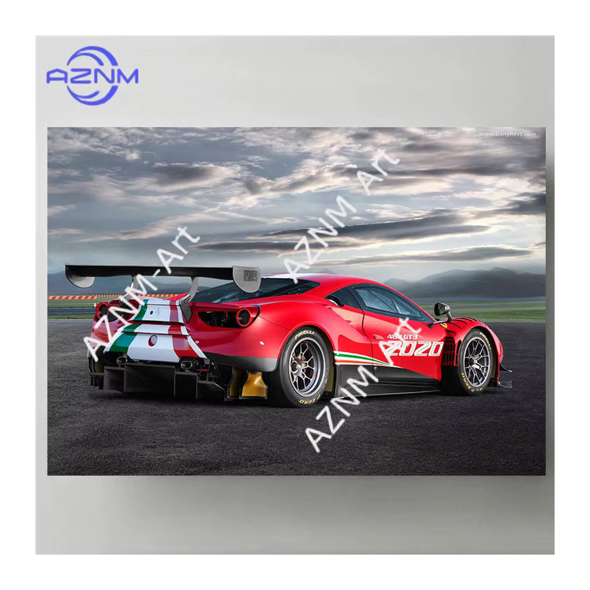 Rastar Ferrari 488 GT3 EVO Leinwandbild Rot Moderne Wandkunst als Foto im Querformat für deine Wohnzimmerdekoration (Rahmenlos) - Bild 4