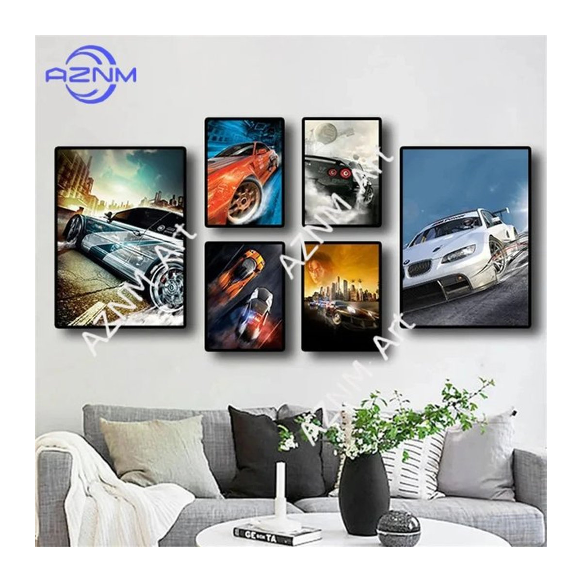 Rastar Vintage Rennwagen-Rallye Kunstposter als Leinwanddruck im Querformat, mehrfarbig - Bild 1