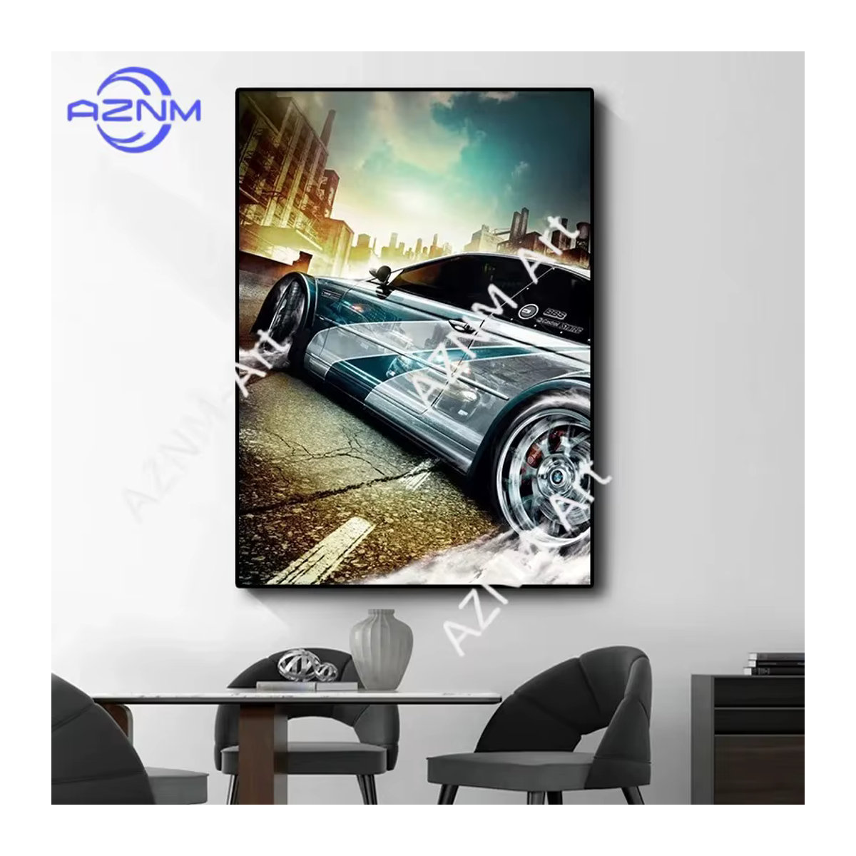 Rastar Vintage Rennwagen-Rallye Kunstposter als Leinwanddruck im Querformat, mehrfarbig - Bild 2