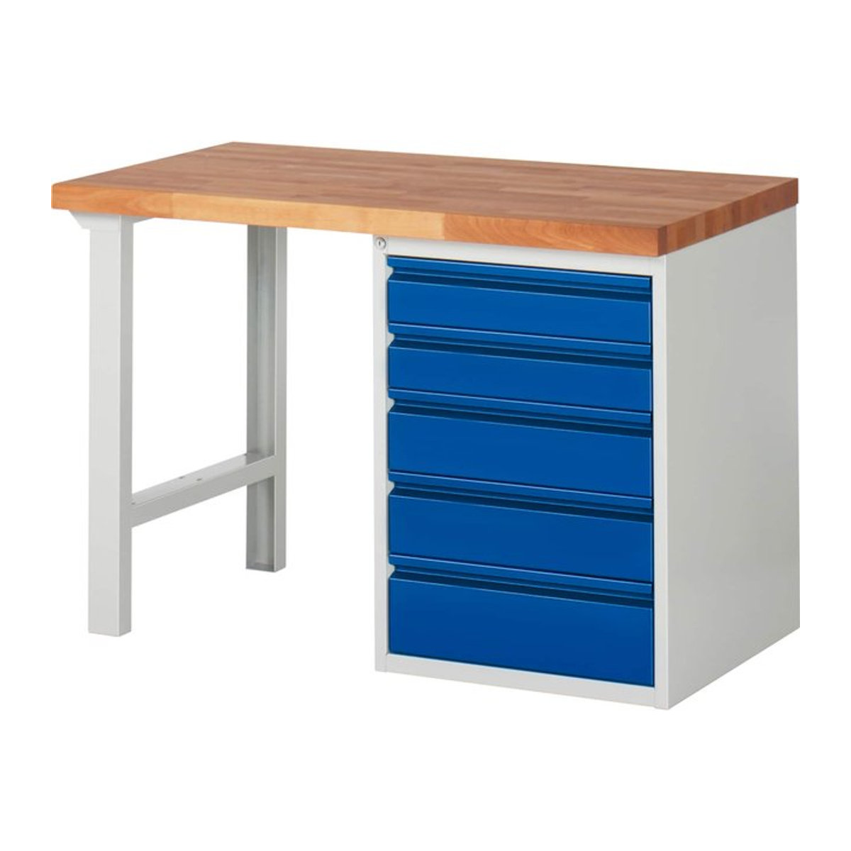 Rau Werkbank Basic Serie 7 Modell 7513-1 aus Buche Massivholz in Blau, B/T/H: 125 x 70 x 84 cm - Bild 1