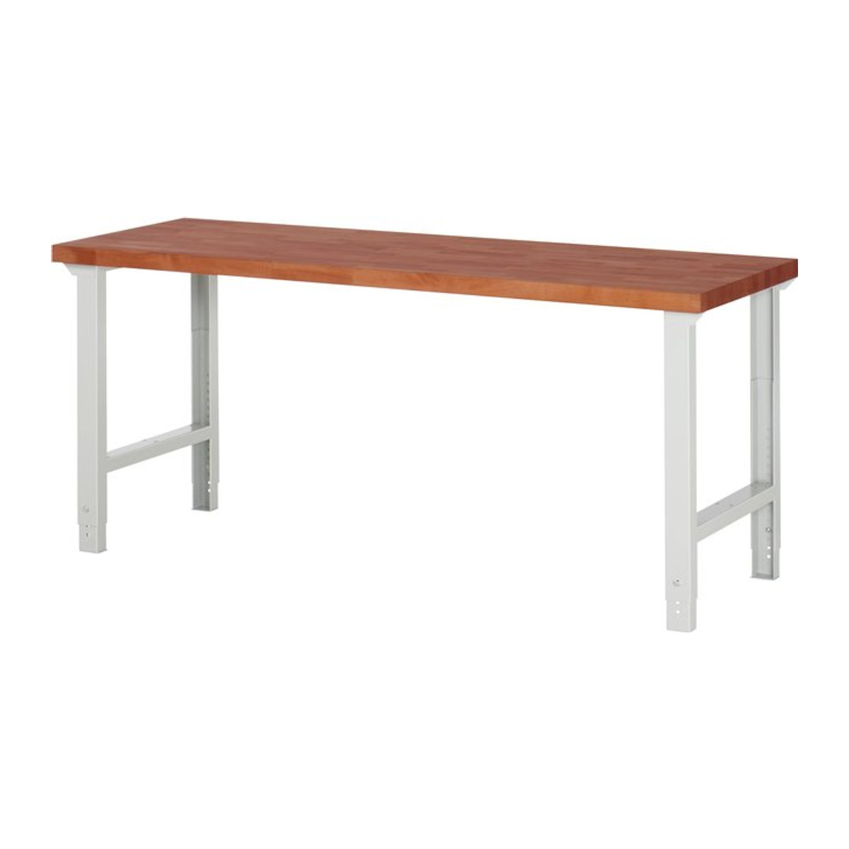 Rau Werkbank mit einstellbarer Arbeitshöhe und Buche-Massiv-Arbeitsplatte in Braun, B: 200 cm, H: 79-114 cm, T: 70 cm - Bild 1