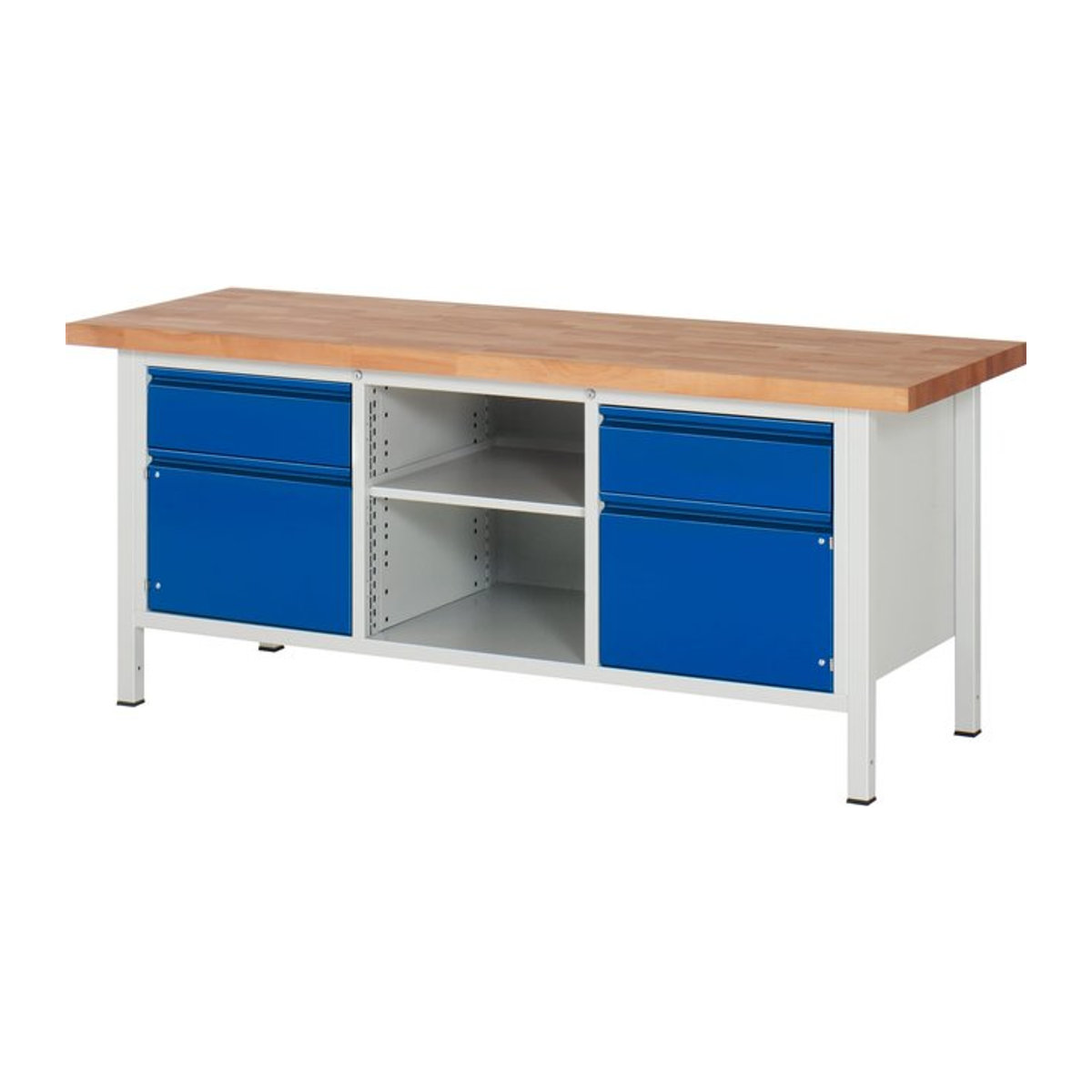 Rau Werkbank Serie Basic 8 Modell 8561-2 in Blau mit Buche, B/T/H: 200 x 70 cm x 84 cm - Bild 1