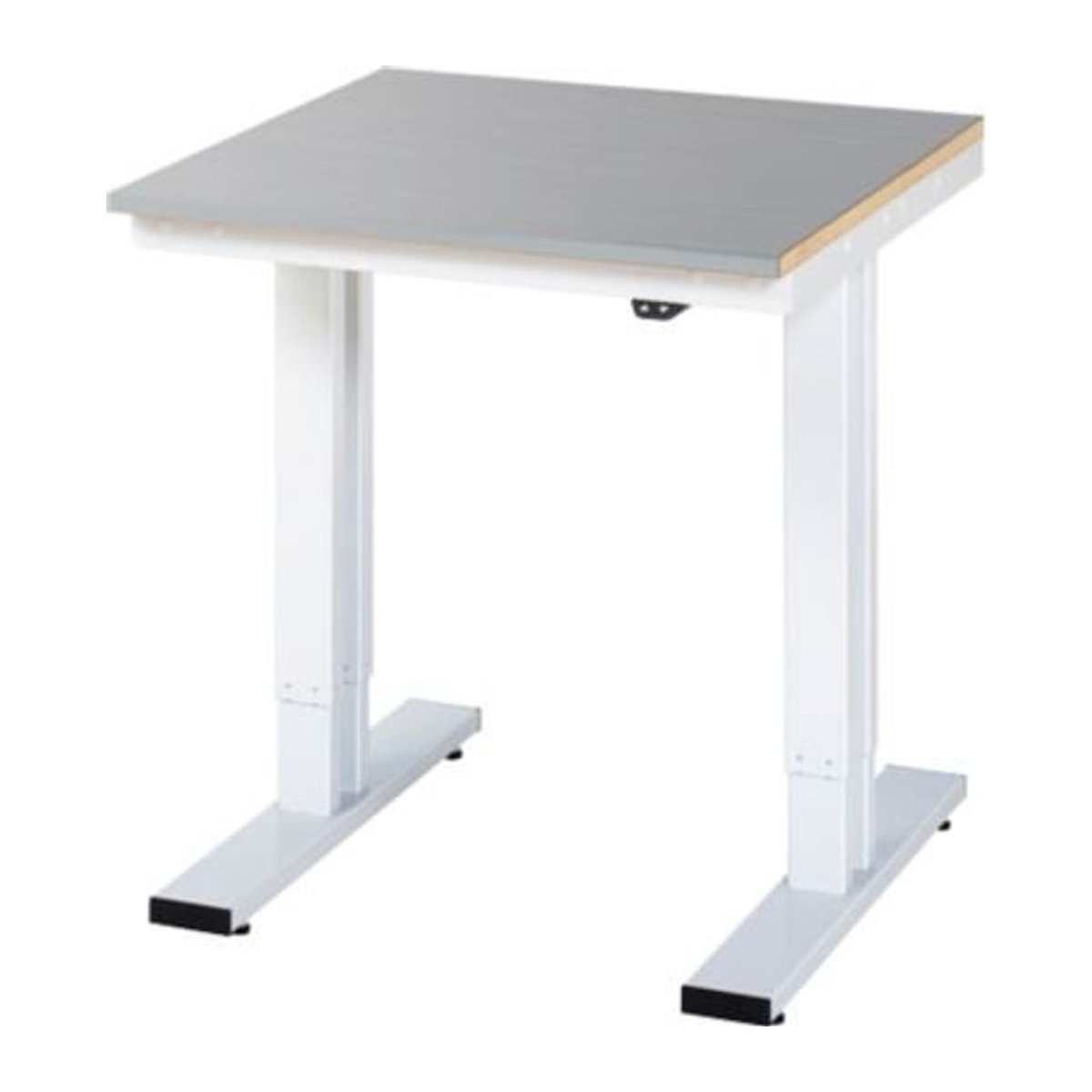 Rau Werktisch Adlatus elektrisch höhenverstellbar mit Edelstahlbelag und MDF-Platte, Silber/Grau, B: 75 cm, T: 80 cm, H: 72-112 cm - Bild 1