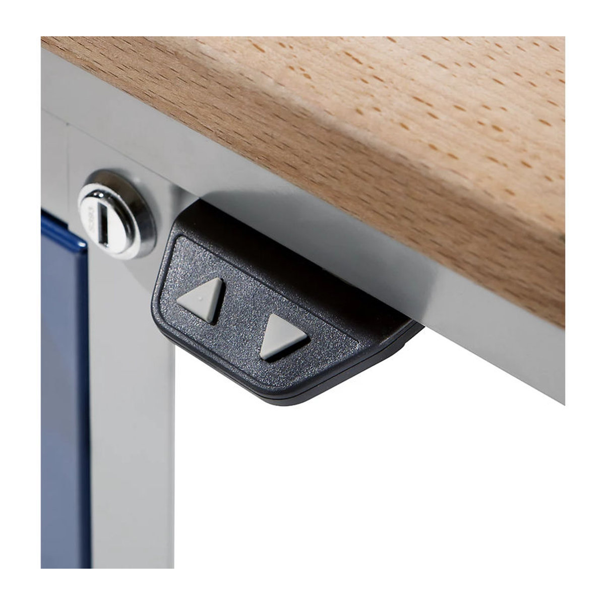 Rau Werktisch Adlatus elektrisch höhenverstellbar mit Edelstahlbelag und MDF-Platte, Silber/Grau, B: 75 cm, T: 80 cm, H: 72-112 cm - Bild 2