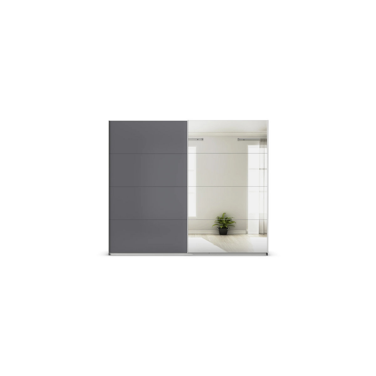 RAUCH Quadra Schwebetürenschrank in Orange und Grau mit Spiegelelementen und Glas, B: 271 cm, H: 230 cm - Bild 3