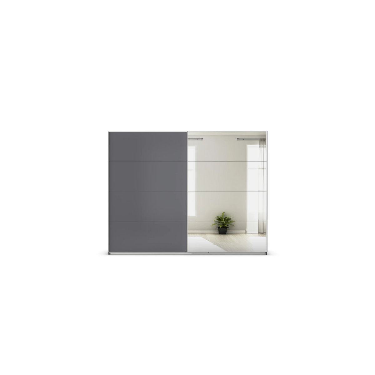 RAUCH Quadra Schwebetürenschrank mit Spiegelelementen in Orange und Grau, B: 271 cm, H: 210 cm - Bild 3