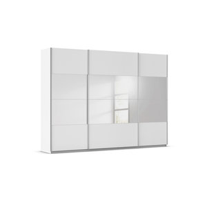 RAUCH Quadra Schwebetürenschrank mit Spiegelelementen in Orange und Weiß, B: 315 cm, H: 230 cm