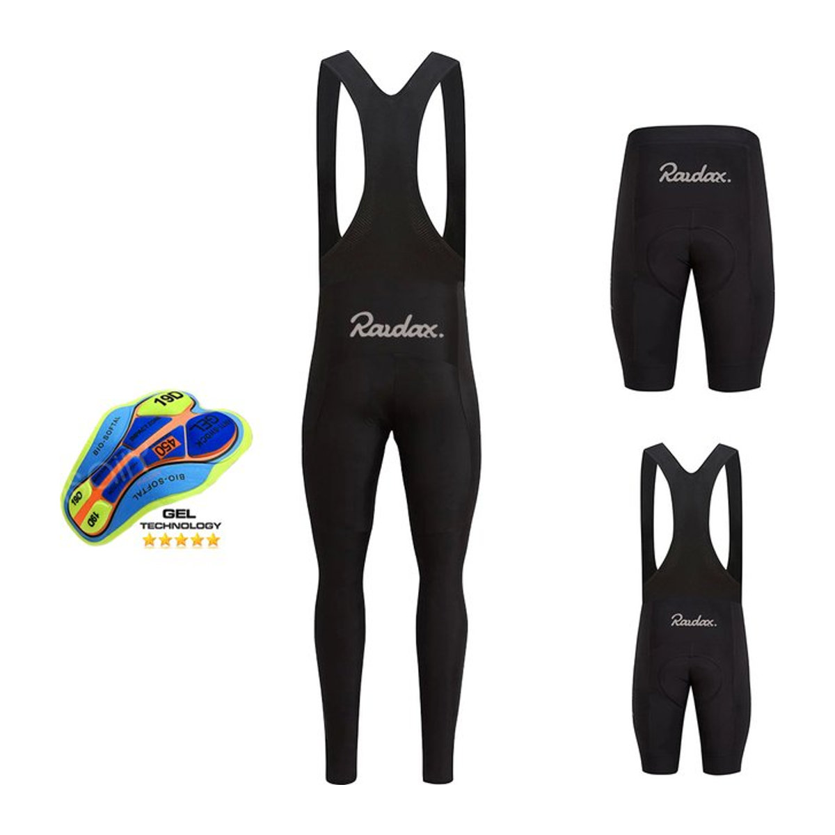 Raudax Herren MTB Sport Radhose Klassisch Schwarz Lange Fahrradhose zum Laufen und Radfahren - Bild 1