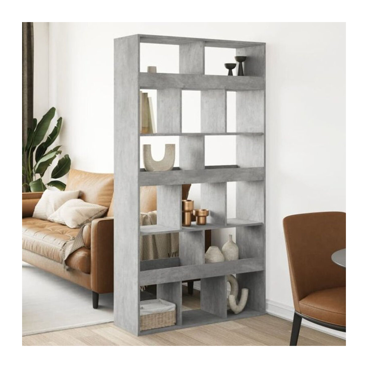 Raumteiler vidaxl aus Holzwerkstoff in Grau, freistehend, B/T/H: 100 x 33 x 187,5 cm - Bild 1